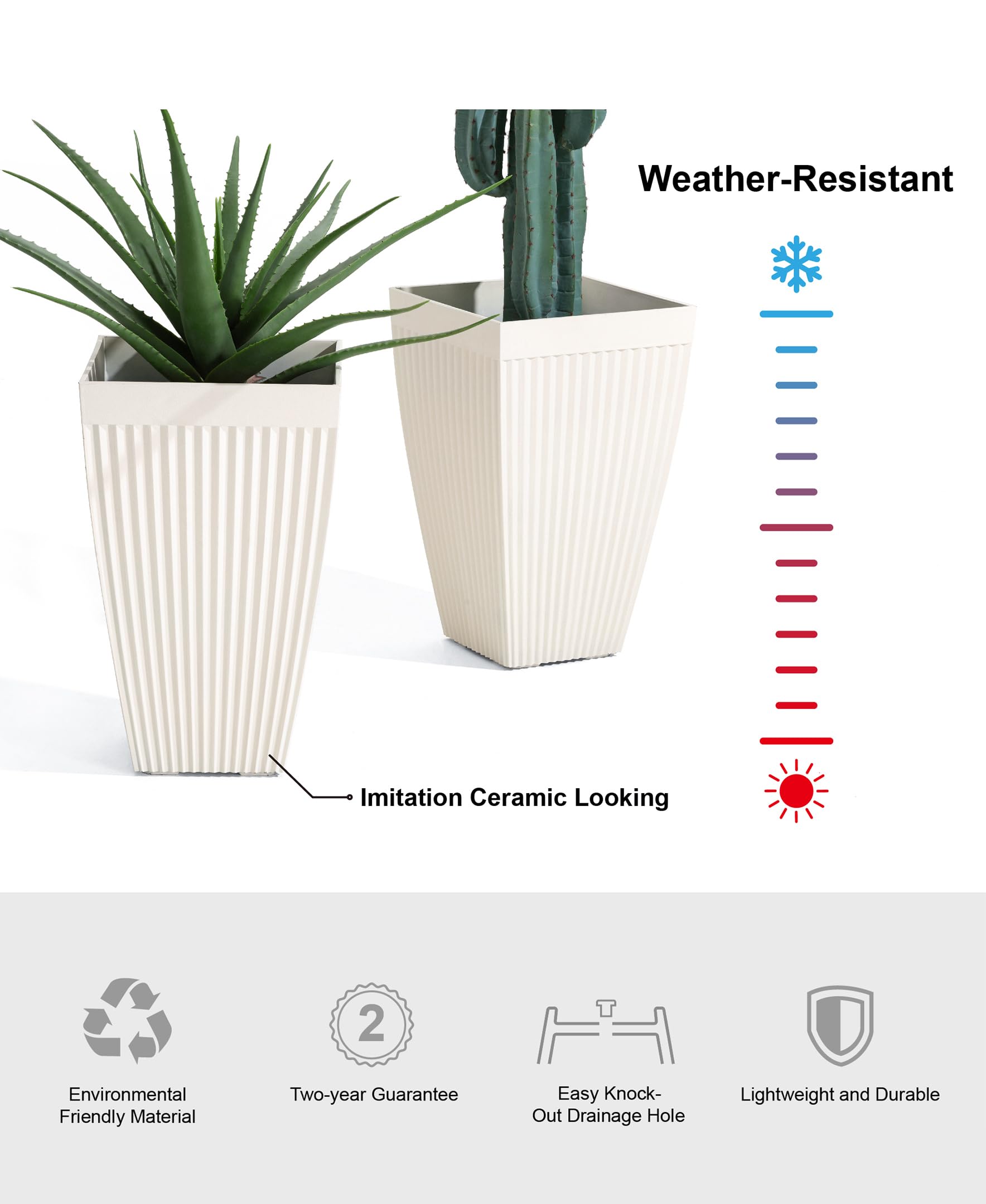 Glitzhome Set of 2 Large Outdoor Planters - 22.75