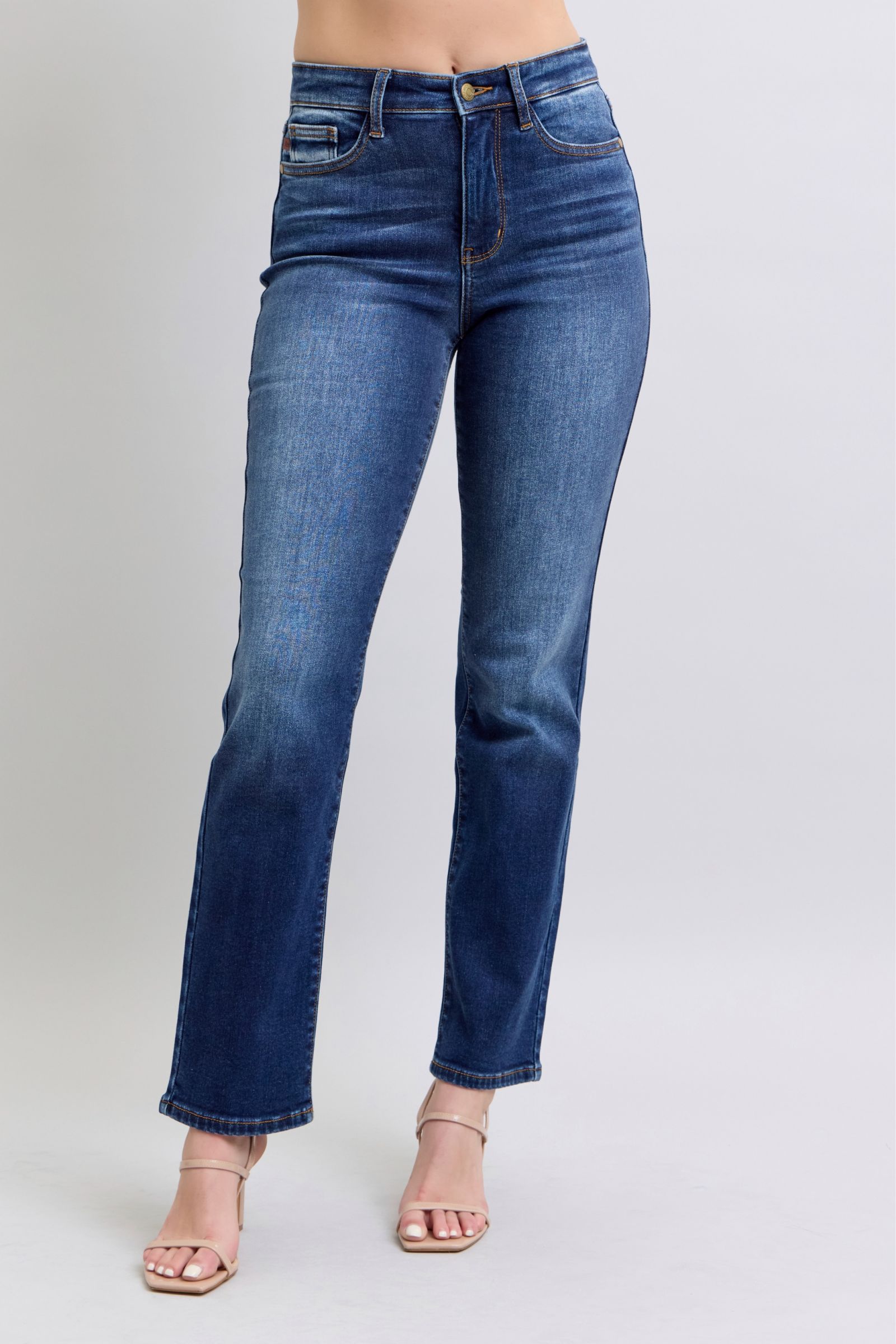 Judy Blue Washed Straight Leg Jeans for Women - Stretch Denim with Front & Back Pockets | Comfortable Casual Wear for Everyday Outfits, Work & Weekend Style