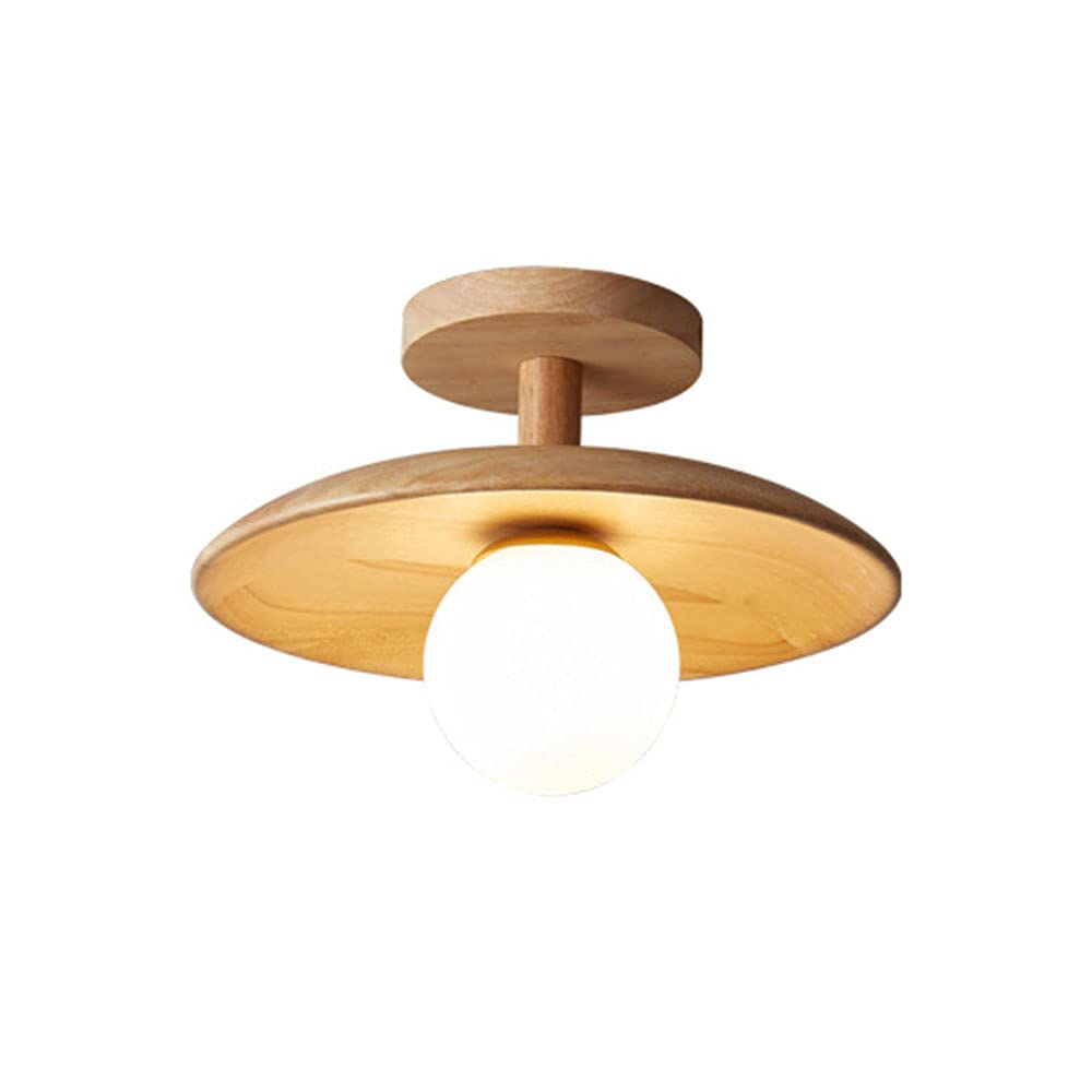 Japanese Style Wooden Flush Mount LED Ceiling Light Fixture - White Light Modern Simple Design for Home, Corridor, Aisle, Entrance & Cloakroom - Perfect for Living Room, Bedroom, Dining Area and Hallway Lighting