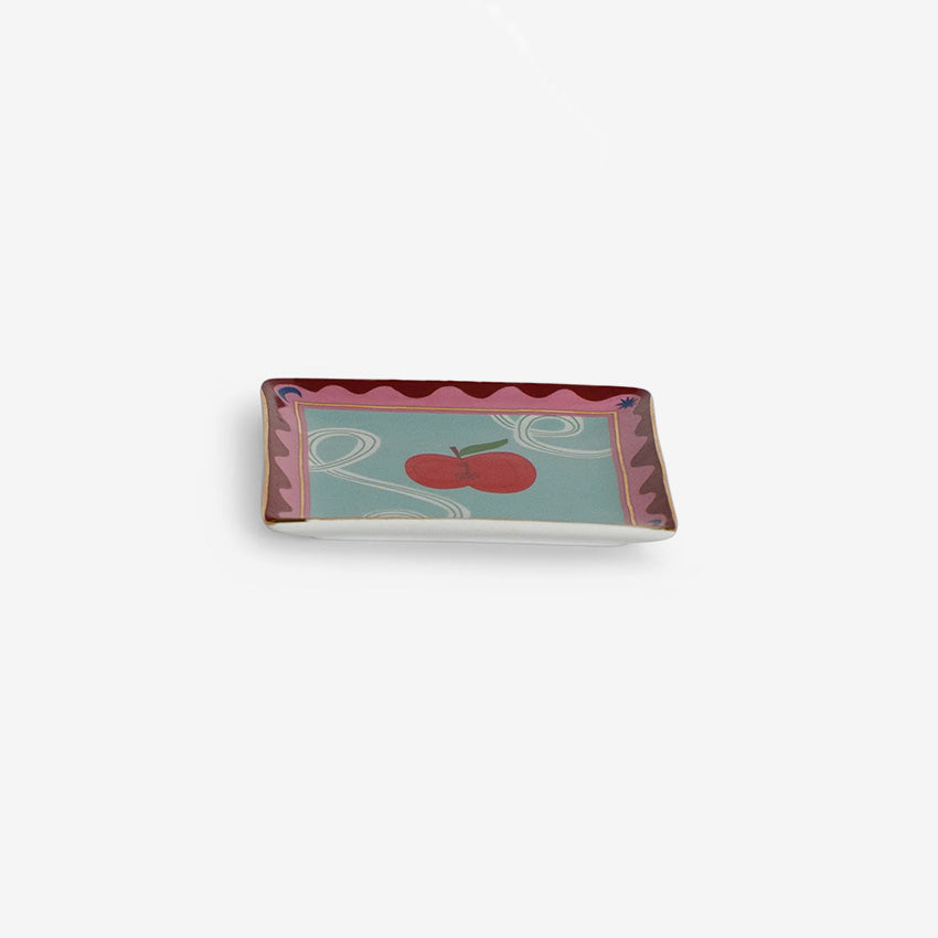 Bitossi Home Il Frutto Del La Passione Square Trinket Tray - Apple Design Jewelry Dish for Rings, Earrings & Keys | Elegant Home Decor for Dresser, Vanity & Entryway