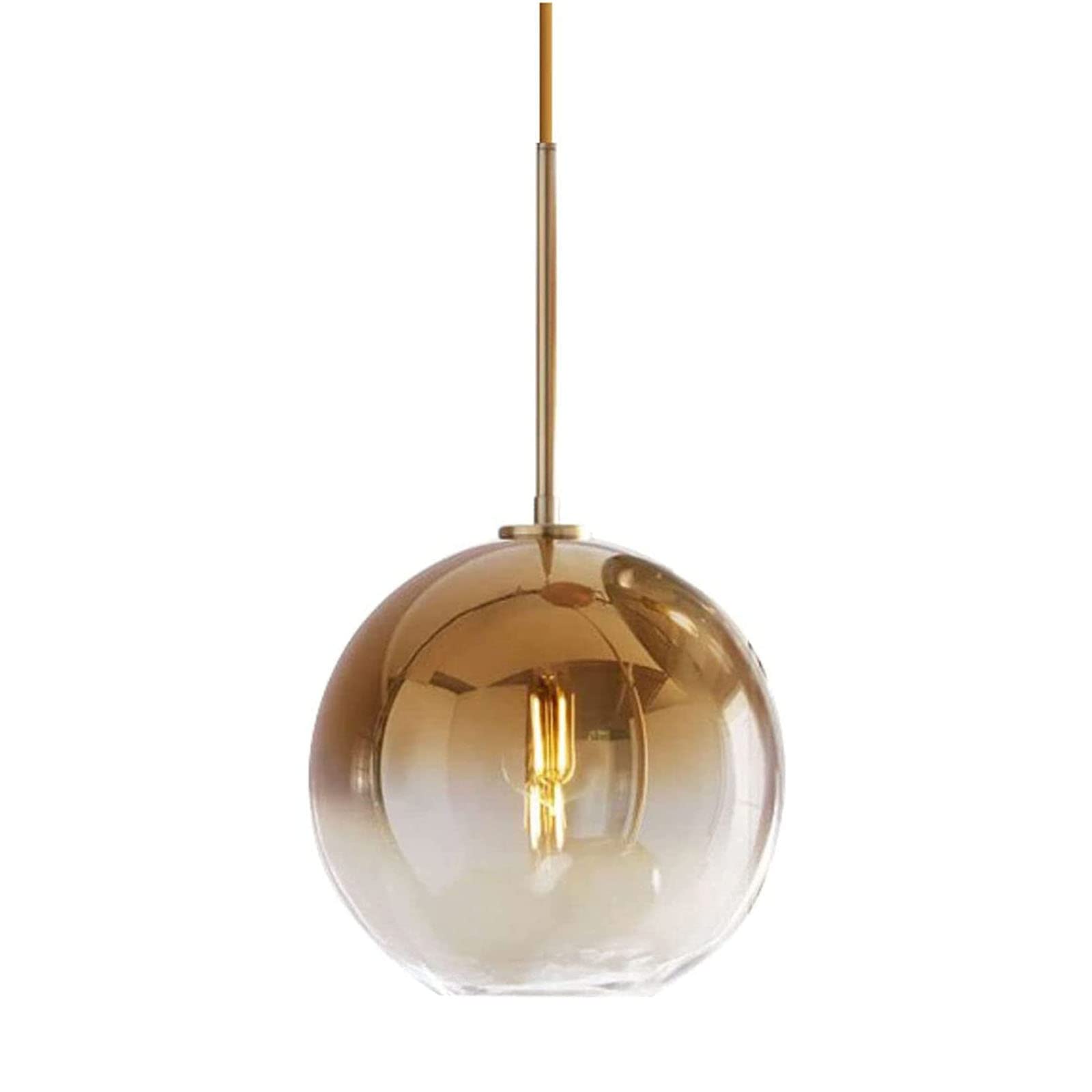 Modern Gradient Color Glass Pendant Light - Gold 30cm Hanging Chandelier for Dining Room, Kitchen Island & Bedroom Lighting
