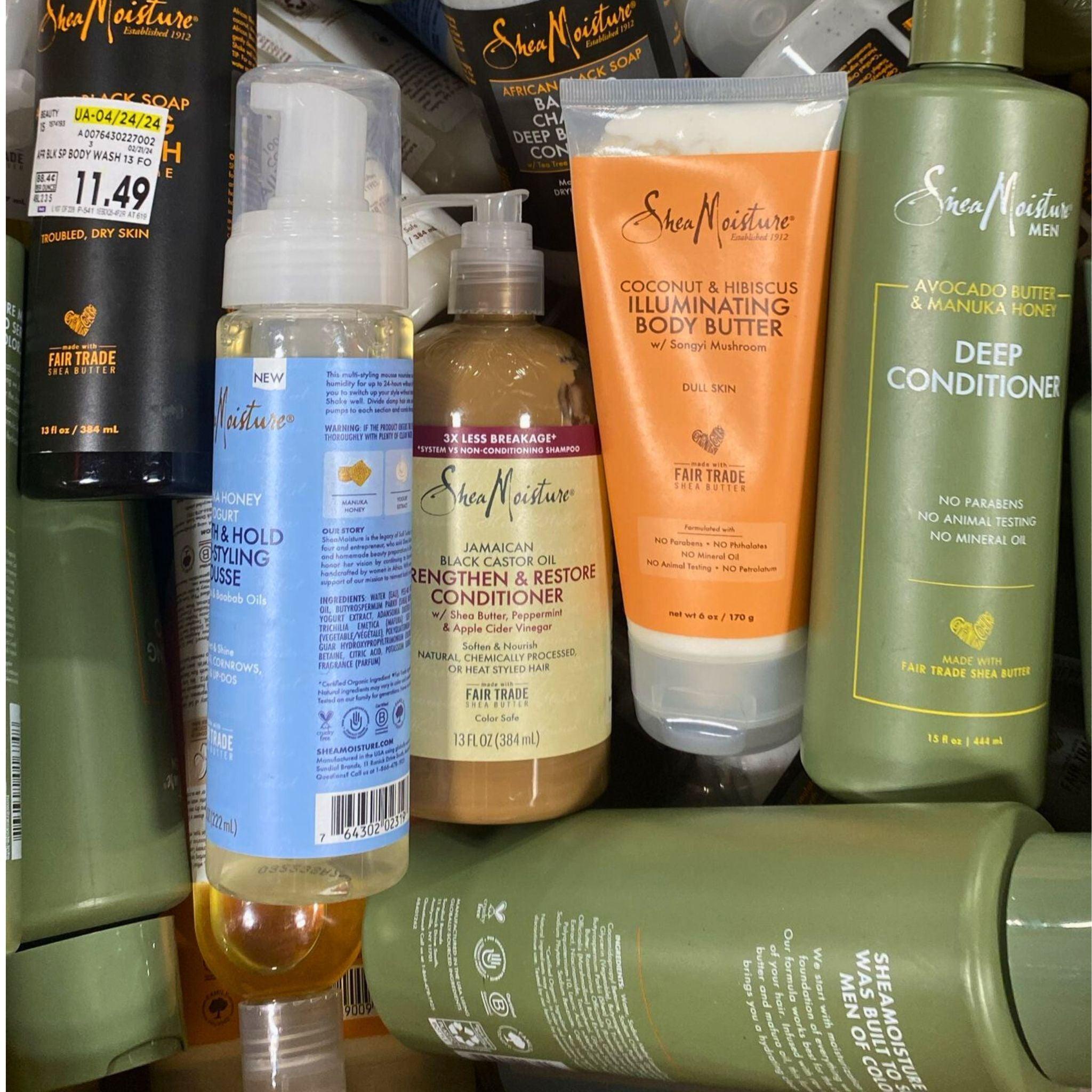 Shea Moisture Assorted Mix (50 Pcs Lot) - Natural Hair & Skin Care Products for Dry & Damaged Hair - Perfect for Salons, DIY Treatments & Gift Sets