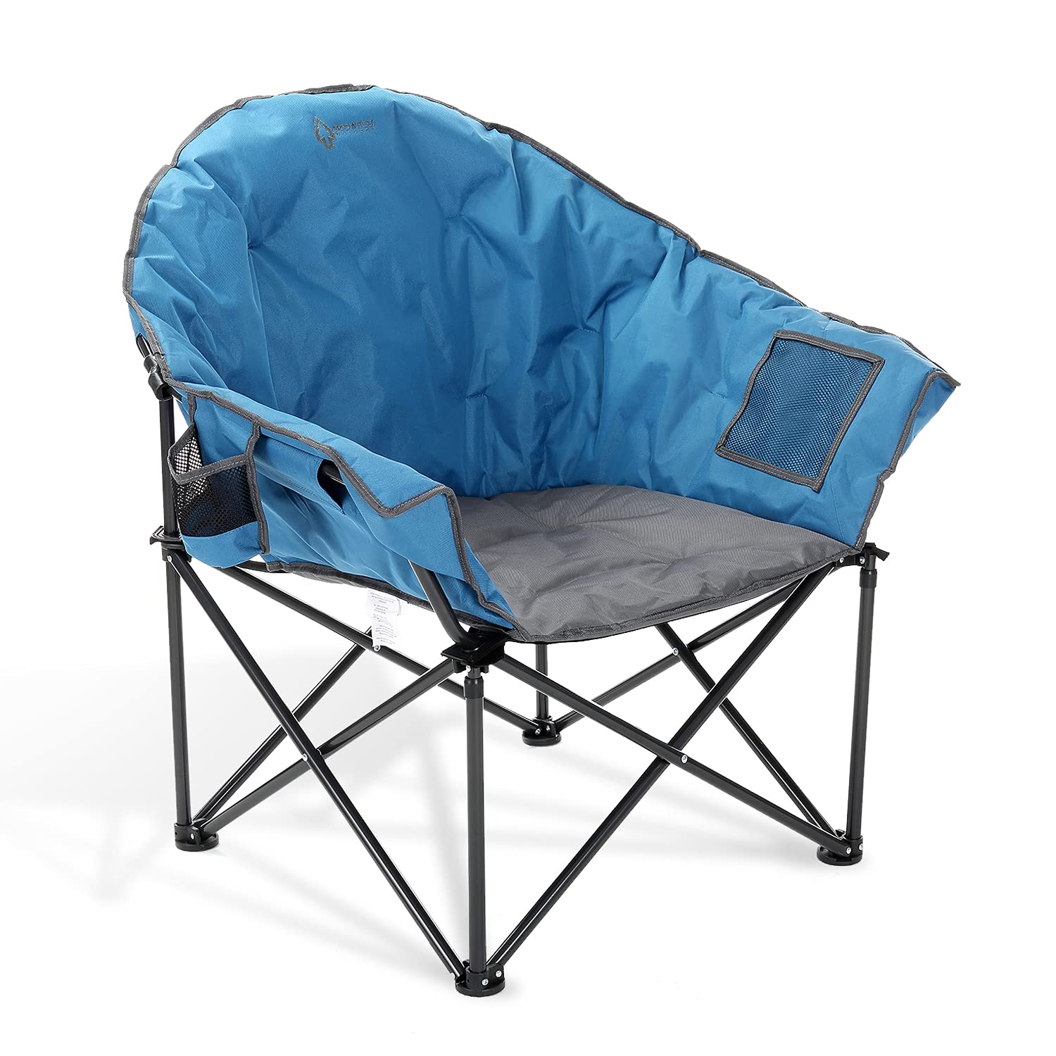 ARROWHEAD OUTDOOR Oversized Heavy-Duty Folding Camping Chair with External Pocket & Cup Holder - Portable Padded Moon Saucer Chair Supports 330lbs - Includes Carrying Bag - Perfect for Beach, Backyard, Picnics & Outdoor Events - USA-Based Support