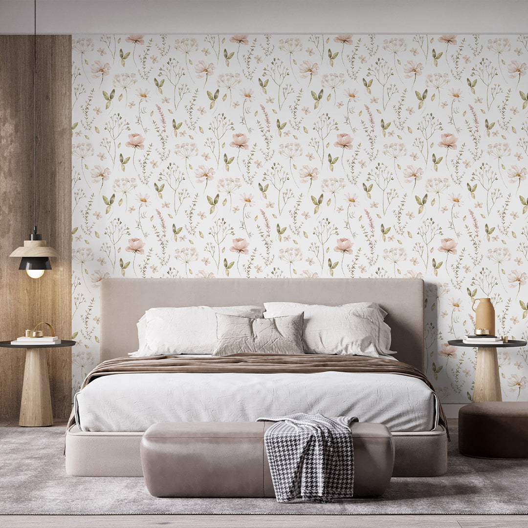 Elegant Wildflowers Wallpaper S070 - Floral Peel and Stick Wallpaper for Bedroom, Living Room, Bathroom Decor - Self-Adhesive Removable Wall Mural