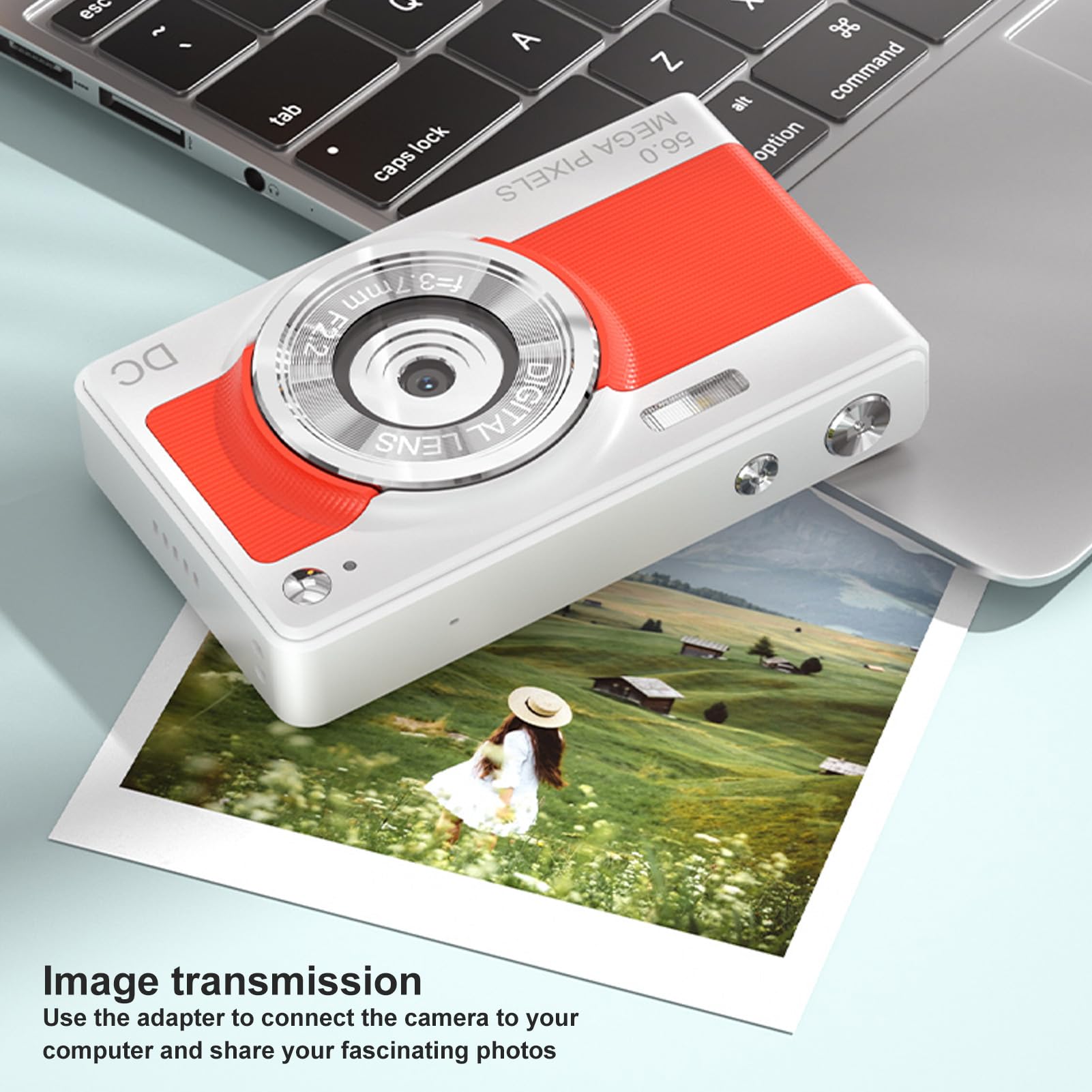 56MP Digital Camera FHD 1080P with 8X Zoom & Anti-Shake - Compact Point and Shoot Camera for Teens, Kids, Seniors & Beginners (White/Orange) - Perfect for Travel, Vlogging, Birthday Gifts & Everyday Photography