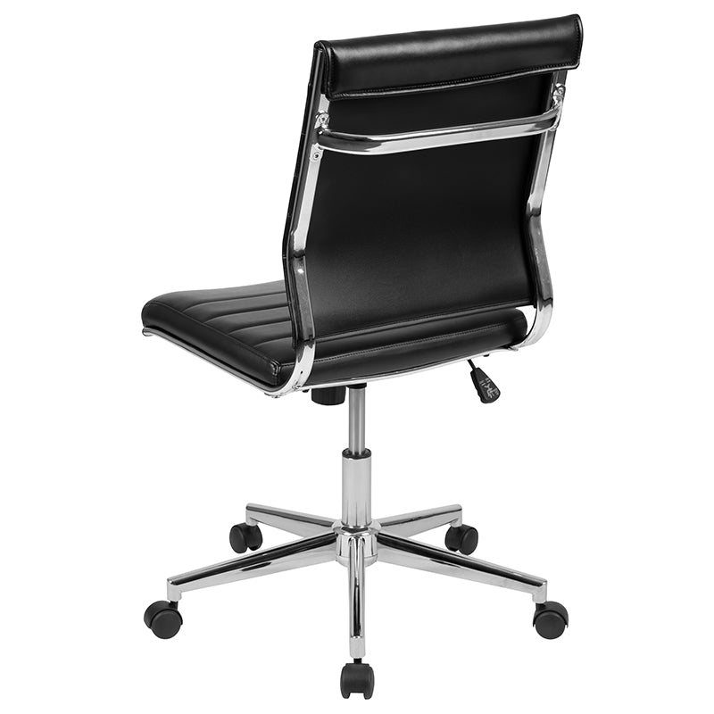 FLASH Hansel Mid Back Executive Office Chair - White LeatherSoft Upholstery, Ergonomic Swivel Design for Home & Office Workspace - Perfect for Desk Work, Conference Rooms & Professional Environments