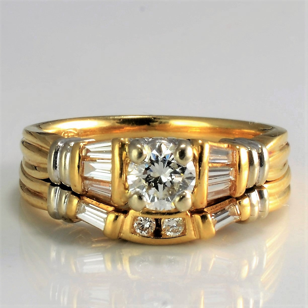 Elegant Baguette Accented Diamond Wedding Ring Set | 0.56 Carat Total Weight | Size 5 | Perfect for Engagement, Anniversary & Bridal Jewelry Gifts