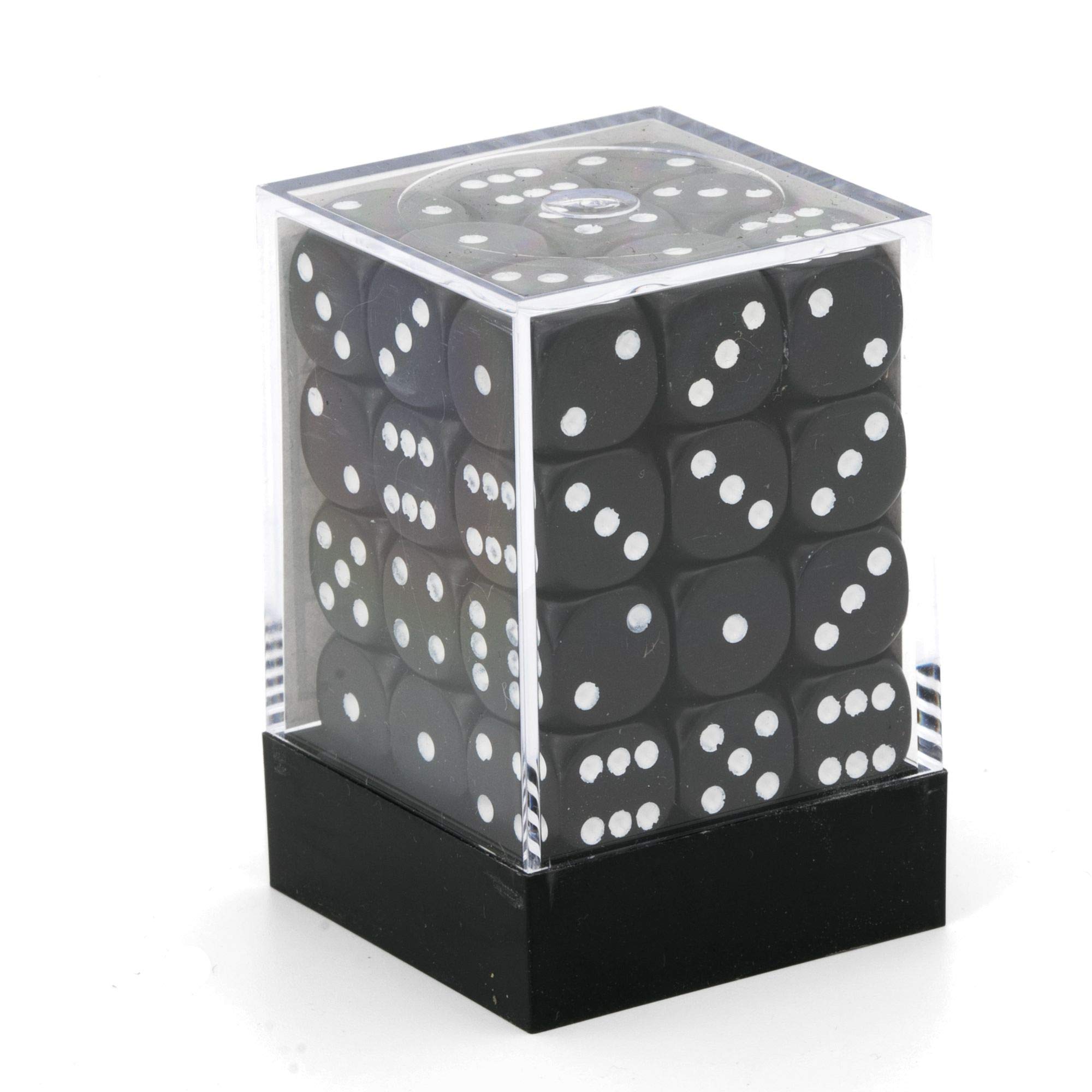 Chessex 25808 Opaque Black with White 12mm Six-Sided Dice Set of 36 - Perfect for D&D, Board Games, RPGs, and Tabletop Gaming Accessories