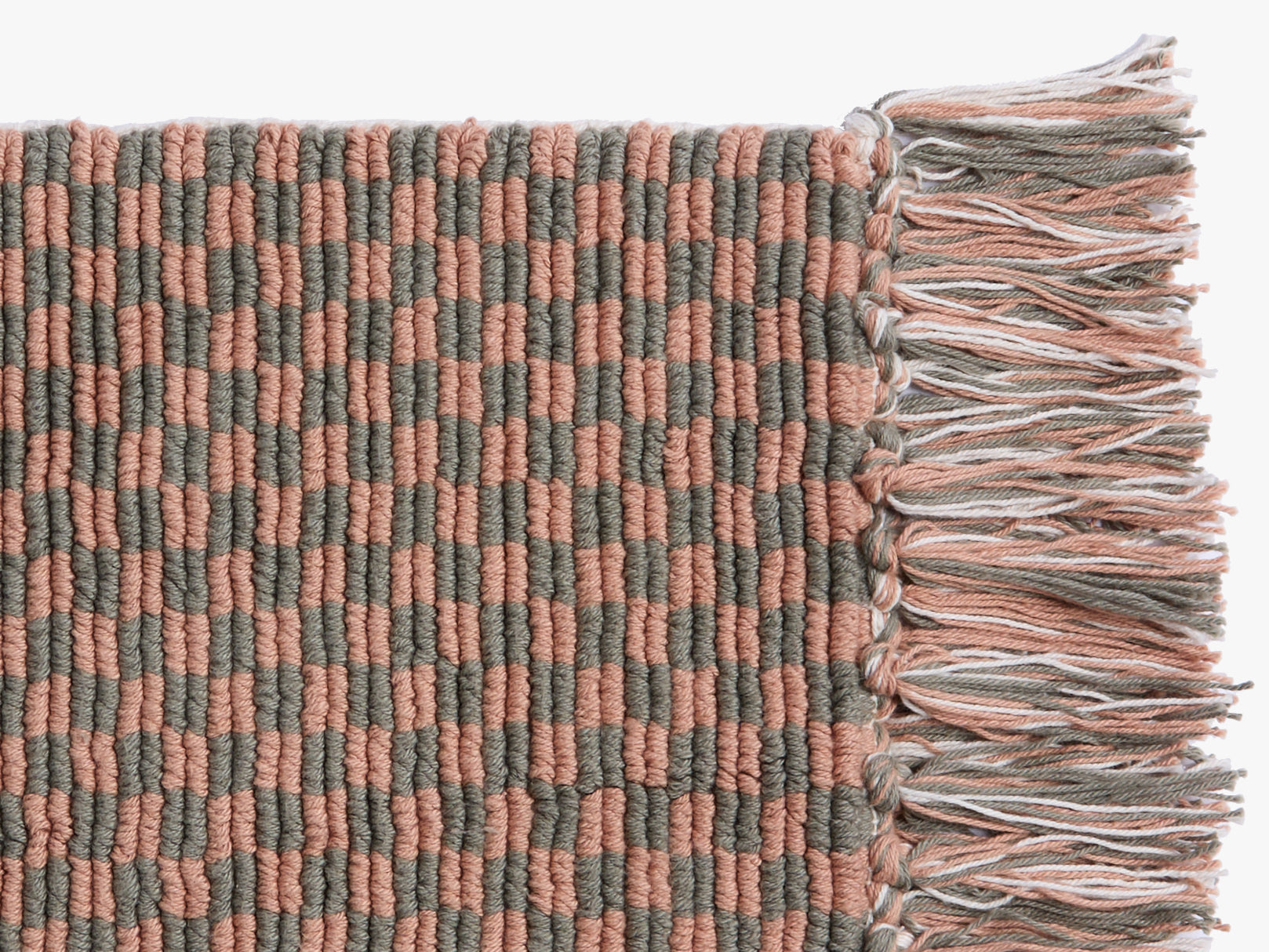 Organic Checkered Bath Rug - Soft Non-Slip Cotton Mat for Bathroom Floor (Moss Green & Adobe) - Perfect for Bath, Shower, and Vanity Areas