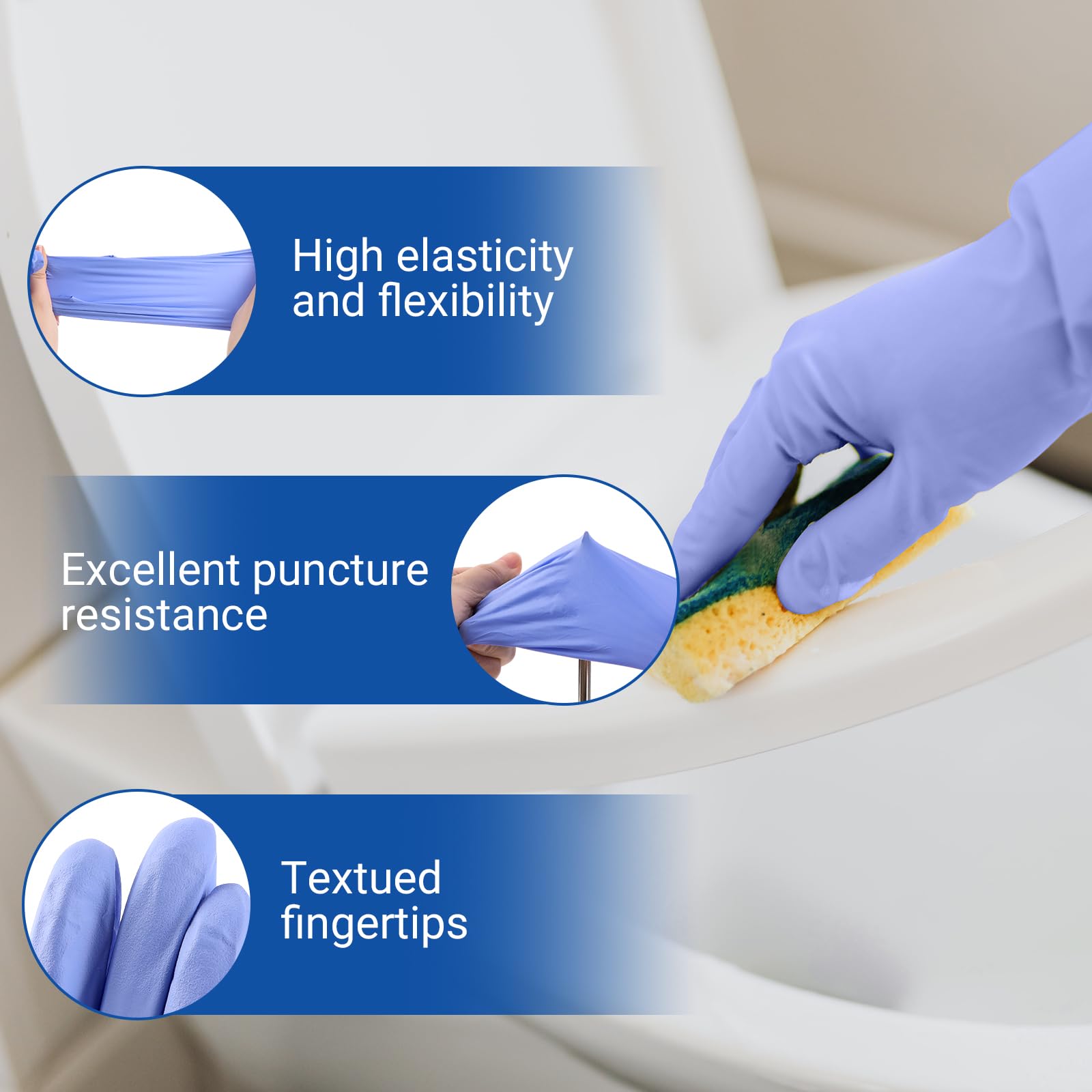JMU Nitrile Gloves Medium 4000 Count Bulk Pack - 3.5 Mil Latex-Free Disposable Gloves for Food Handling, Cleaning & Medical Use - Violet Blue