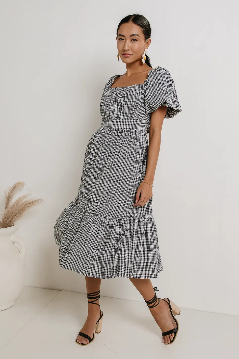 Laney Black Gingham Dress for Women - Casual Summer Dress for Picnics, Dates & Outdoor Events