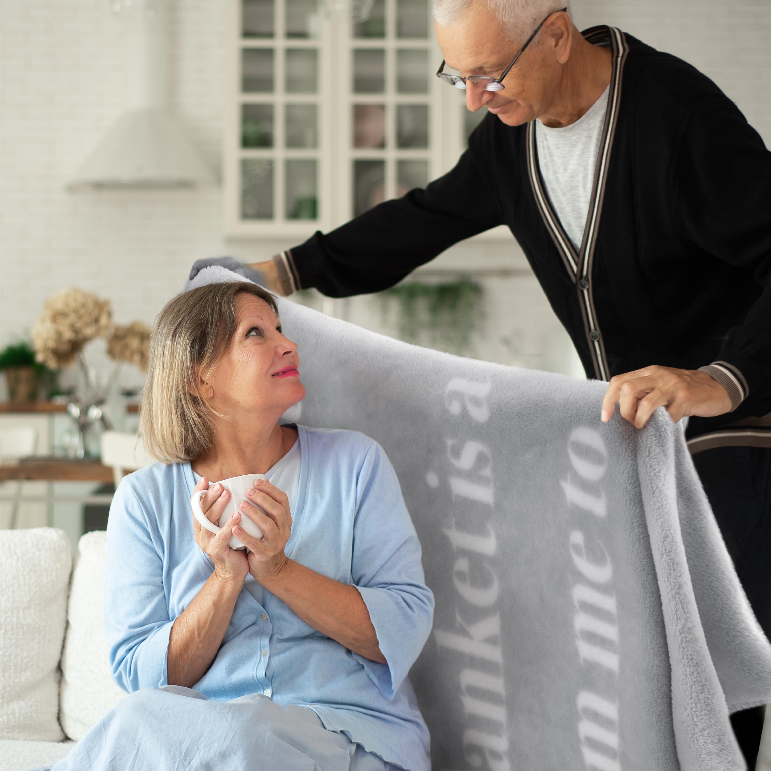 Bedsure Inspirational Get Well Gifts for Women & Men - Soft Fleece Hug Blanket with Encouraging Words, 50x60 Inch Grey Healing Blanket - Perfect for Surgery Recovery, Hospital Comfort & Thoughtful Care Packages