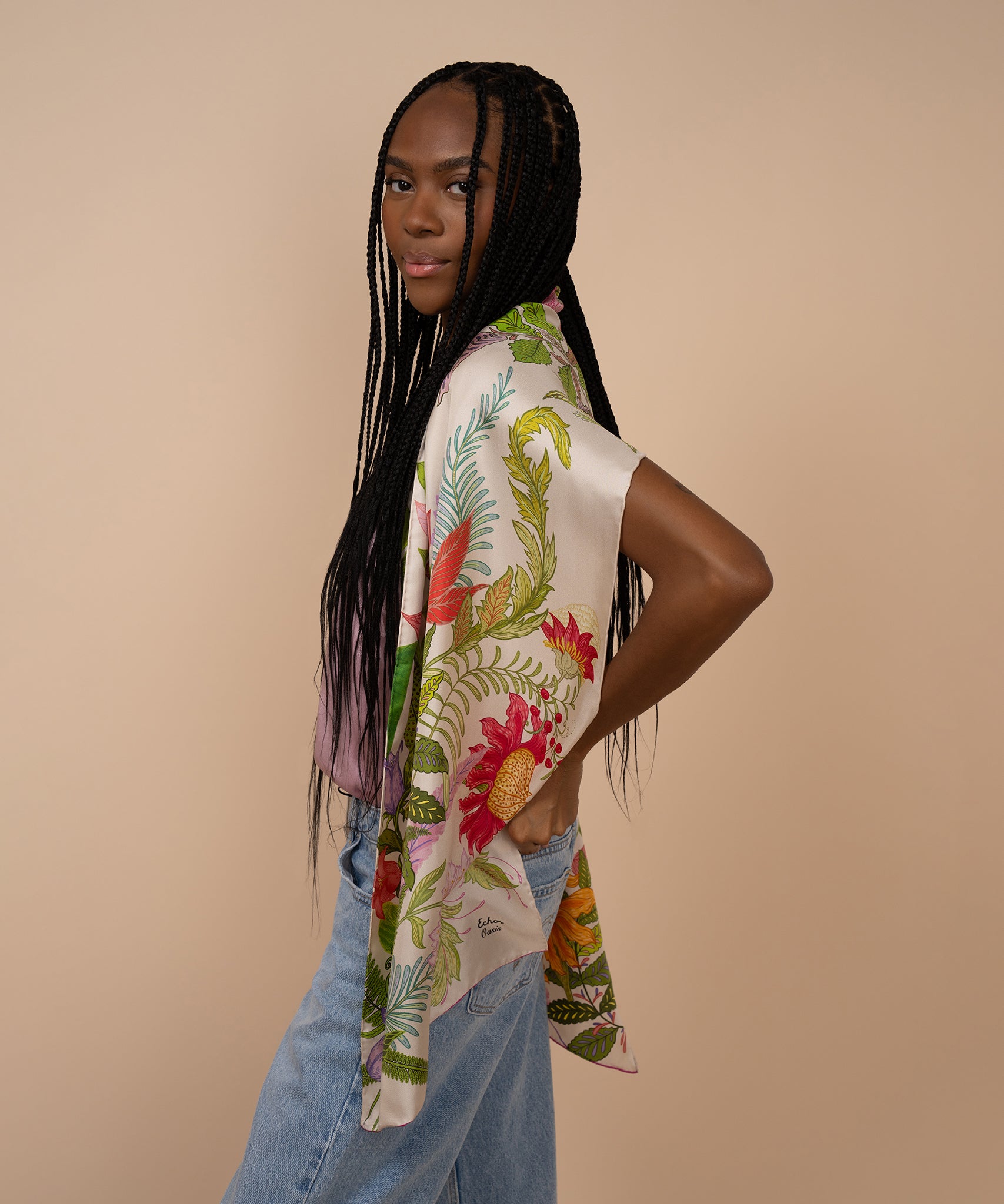 Oasis Silk Oblong Scarf - Premium Lightweight Fashion Accessory for Women, Elegant Shawl Wrap for Office, Travel & Special Occasions