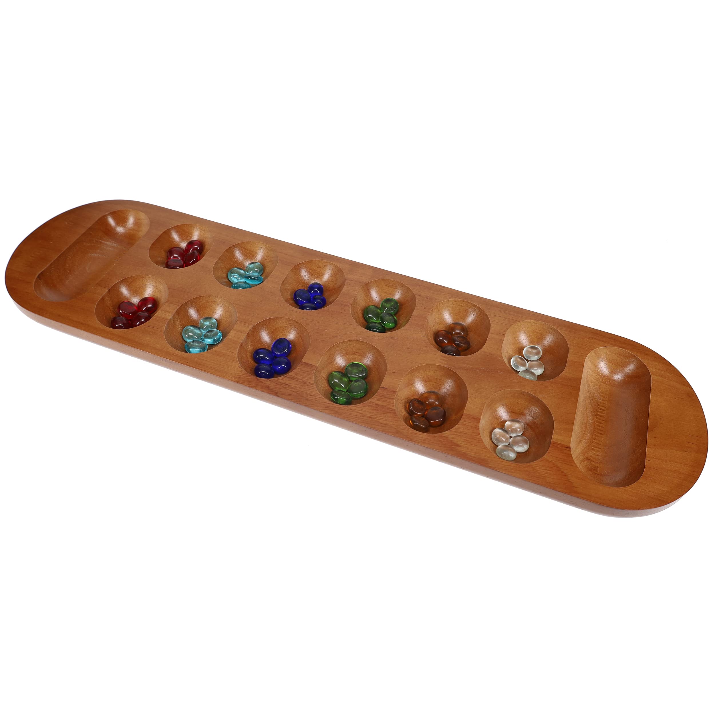 Premium African Stone Game Coffee Table - Solid Walnut Stained Wood for Living Room, Game Night & Stylish Home Decor
