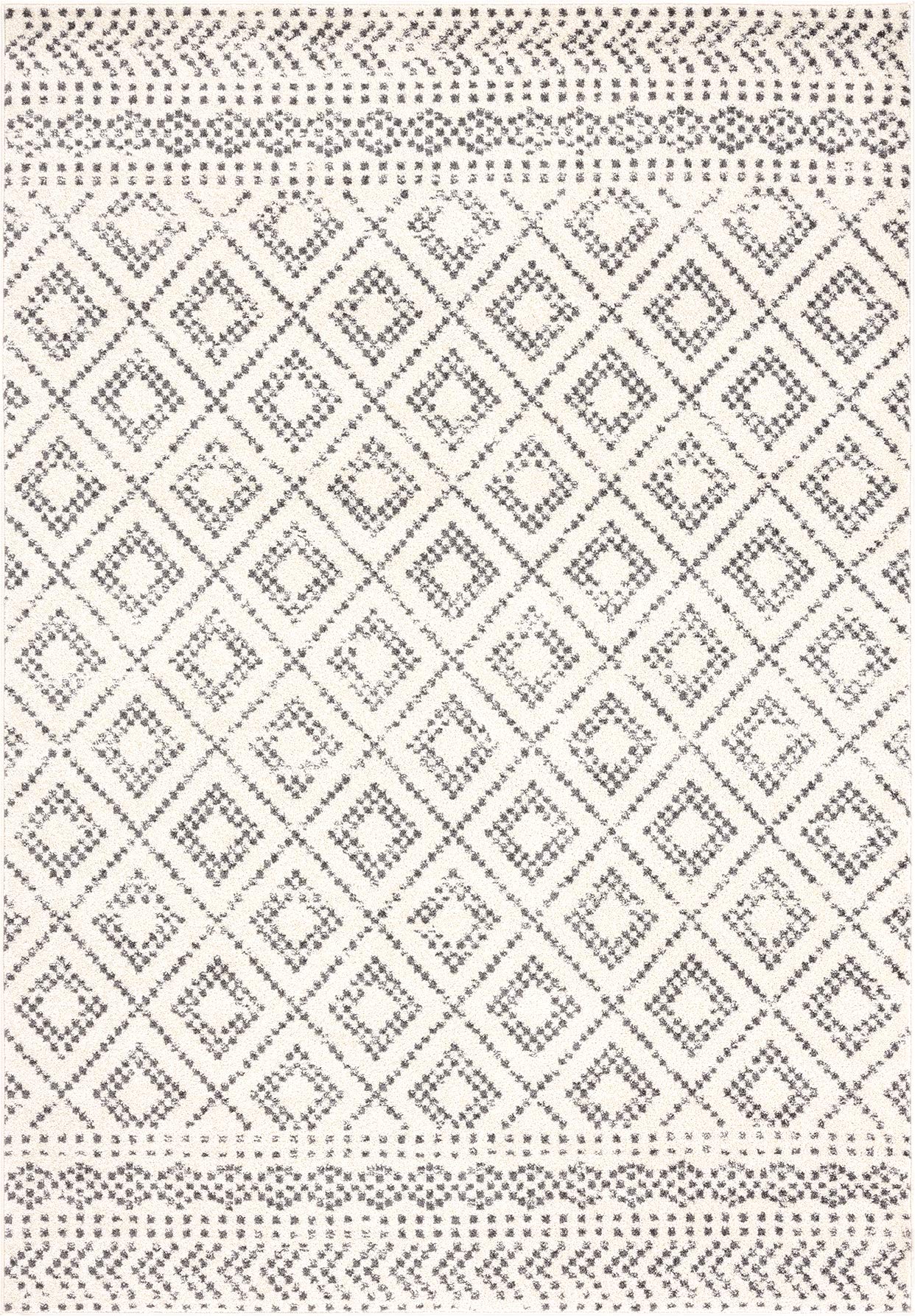 Abani 4' x 6' Moroccan Medallion Area Rug - Rustic Grey & Ivory Symmetrical Design for Living Room, Bedroom & Dorm Decor | Soft & Durable Non-Slip Carpet