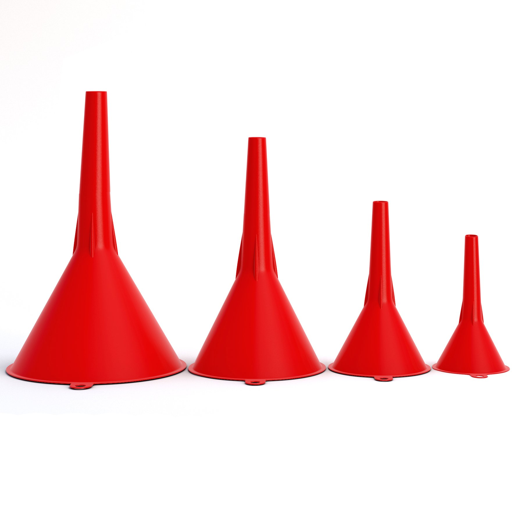 mAuto Plastic Funnel Set - 5-Piece Assorted Sizes for Cars, Kitchen & DIY Projects | Durable Red Funnels for Oil, Fluids & Household Use