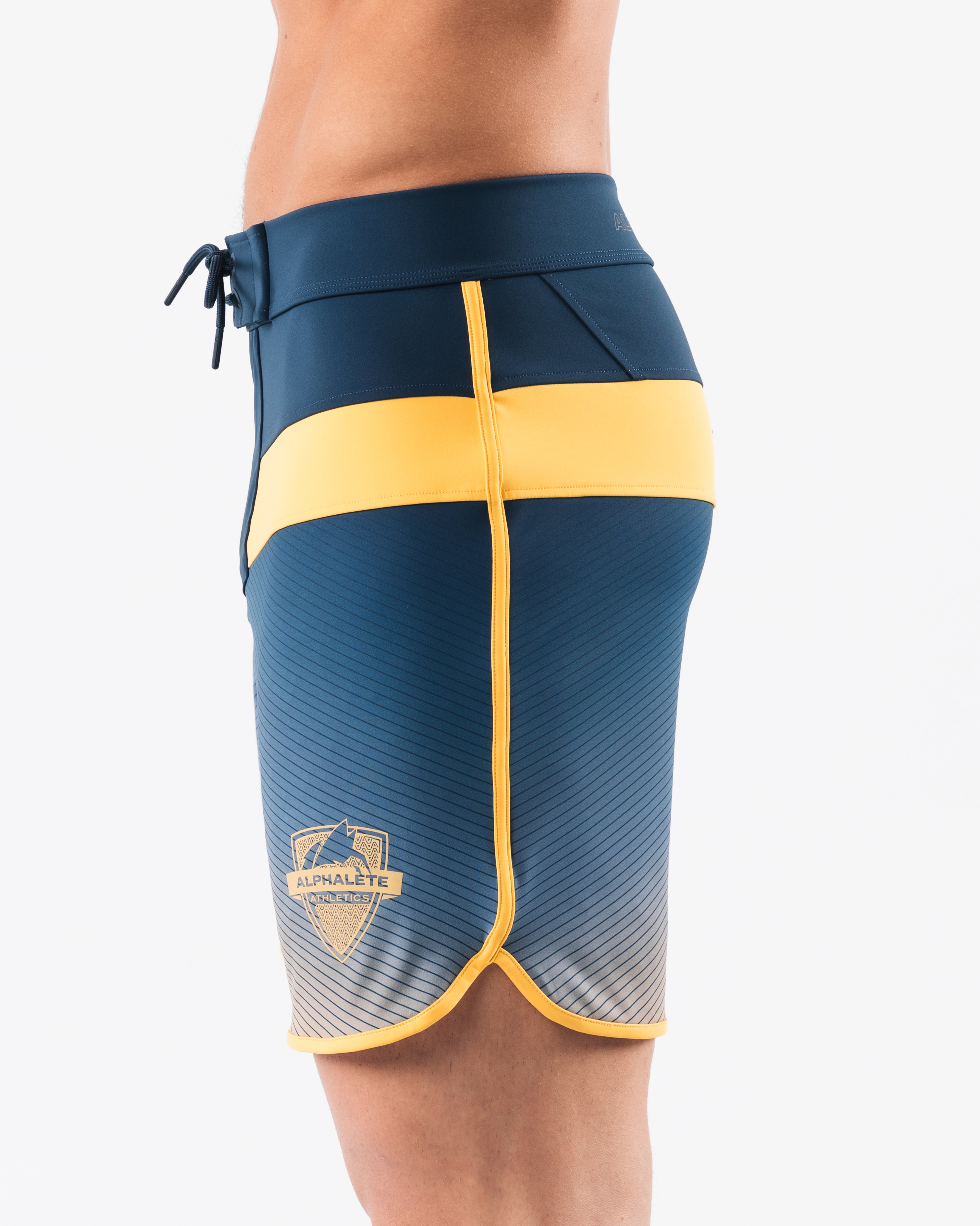 Titan Boardshort Swim Trunks for Men - Quick Dry, Comfortable Navy Sunset Print - Perfect for Beach, Pool, and Surfing