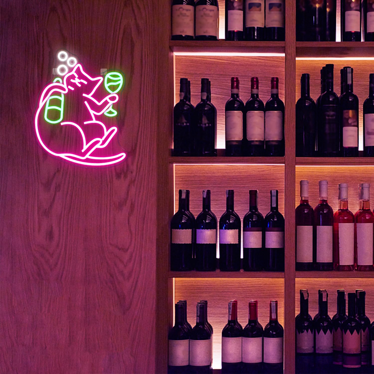 Funny Cat Beer Neon Sign - Dimmable Pink LED Wall Decor for Home Bar, Men Cave & Bedroom | Perfect for Cat Birthday Parties & Animal-Themed Decor