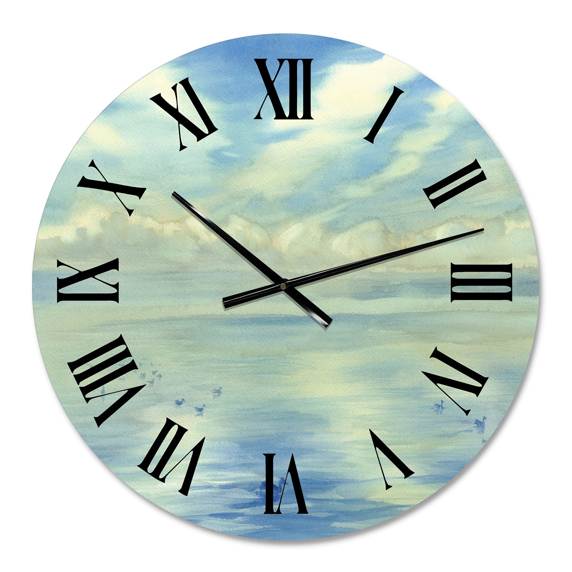 Lake House Wall Clock 'Silent Morning Clouds on Ocean' - Large Silent Non-Ticking Wall Clock for Home, Office & Cabin Decor - Perfect for Living Room, Bedroom & Lake House Décor