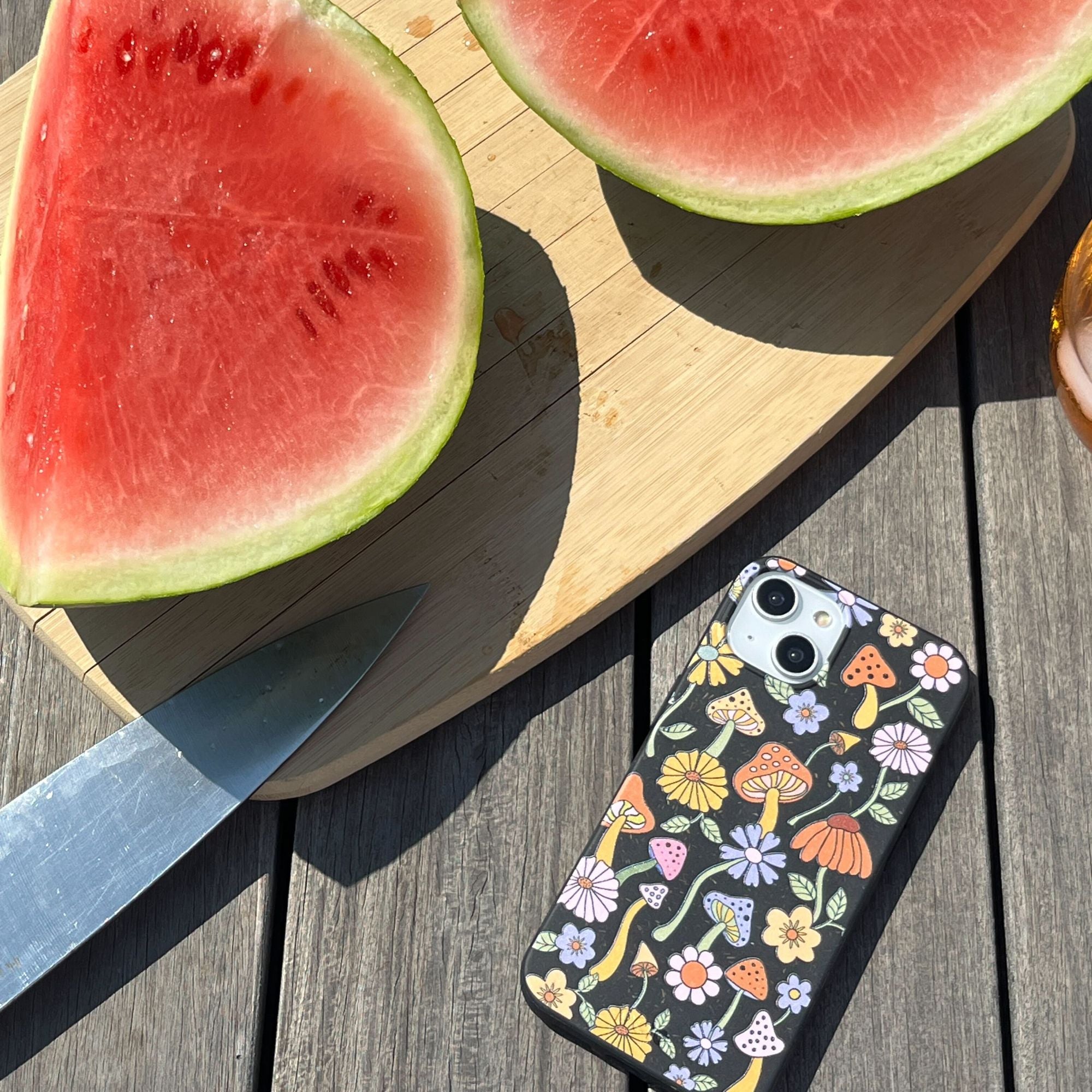Premium Black Midnight Shrooms iPhone 15 Case - Trendy Mushroom Design Protective Cover for iPhone 15 - Perfect for Nature Lovers & Festival Goers