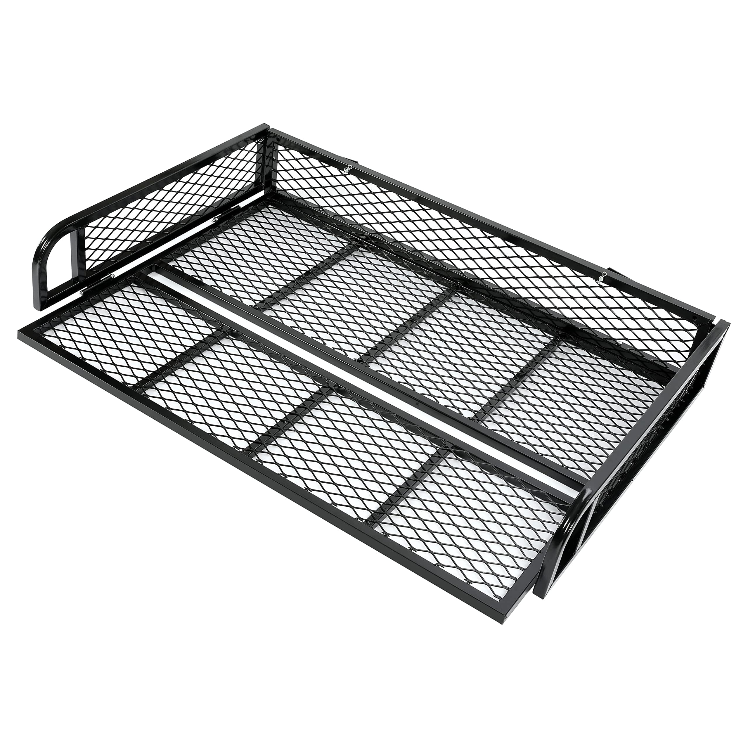 ECOTRIC Universal ATV UTV Rear Cargo Basket - Heavy Duty Black Steel Mesh Storage Rack for Hunting, Camping & Outdoor Adventures
