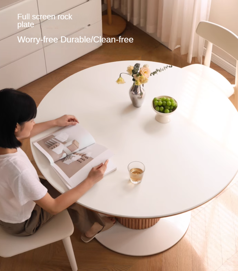 Solid Oak Wood Modern Rocking Dining Table - Perfect for Farmhouse, Rustic & Contemporary Dining Rooms