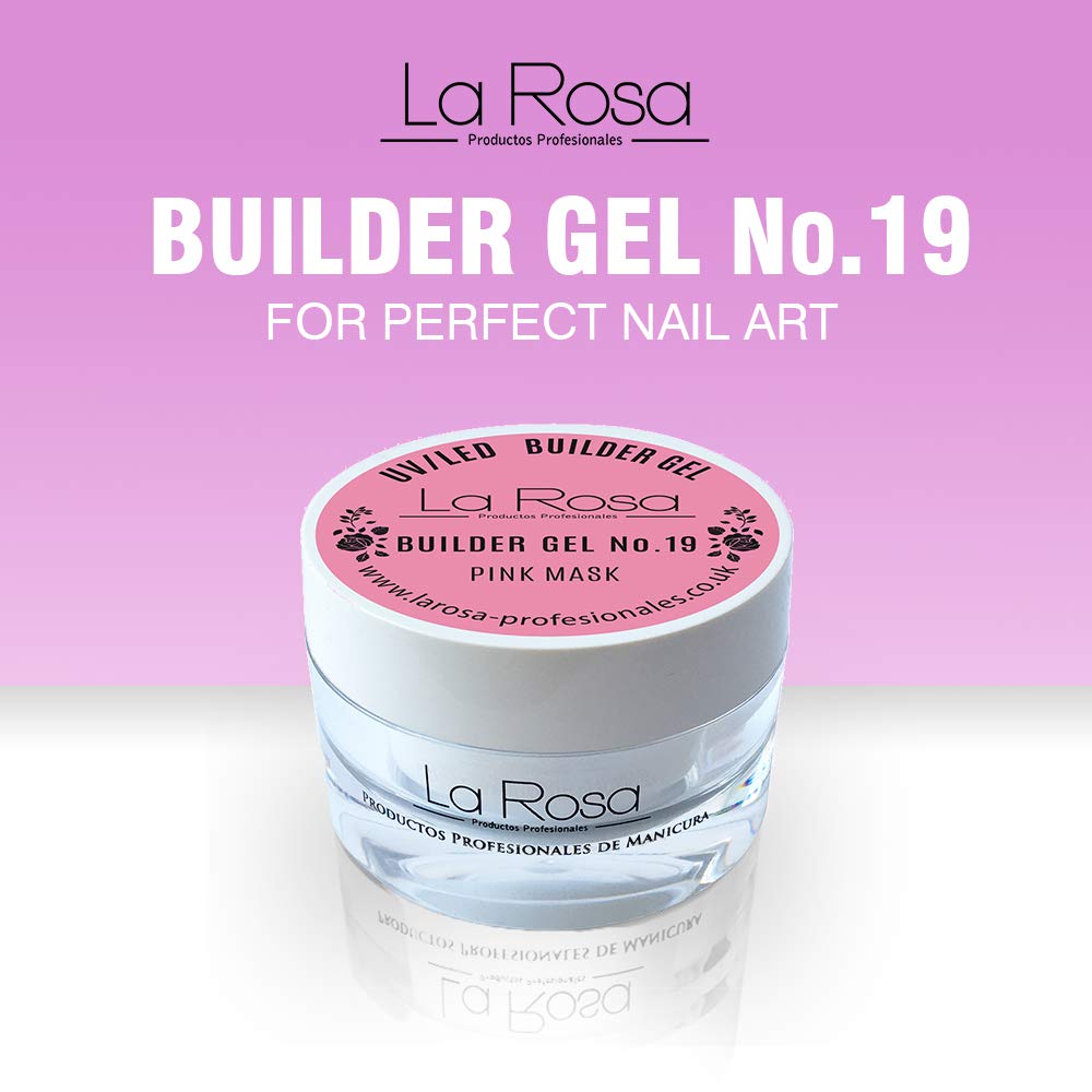 La Rosa BUILDER - Pink UV/LED Nail Builder Gel for UV Lamps - 30ml Nail Extension & Sculpting Gel - Perfect for Acrylic Nails, Gel Extensions & Nail Art (Pink Mask)