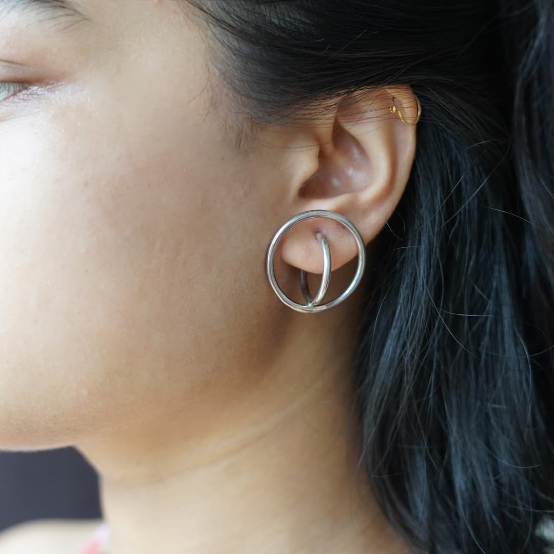 925 Sterling Silver Hoop Earrings for Women - Handmade Fashion Jewelry, Unique Designer Party Gift, Artisan Crafted | Perfect for Everyday Wear, Special Occasions & Gifting
