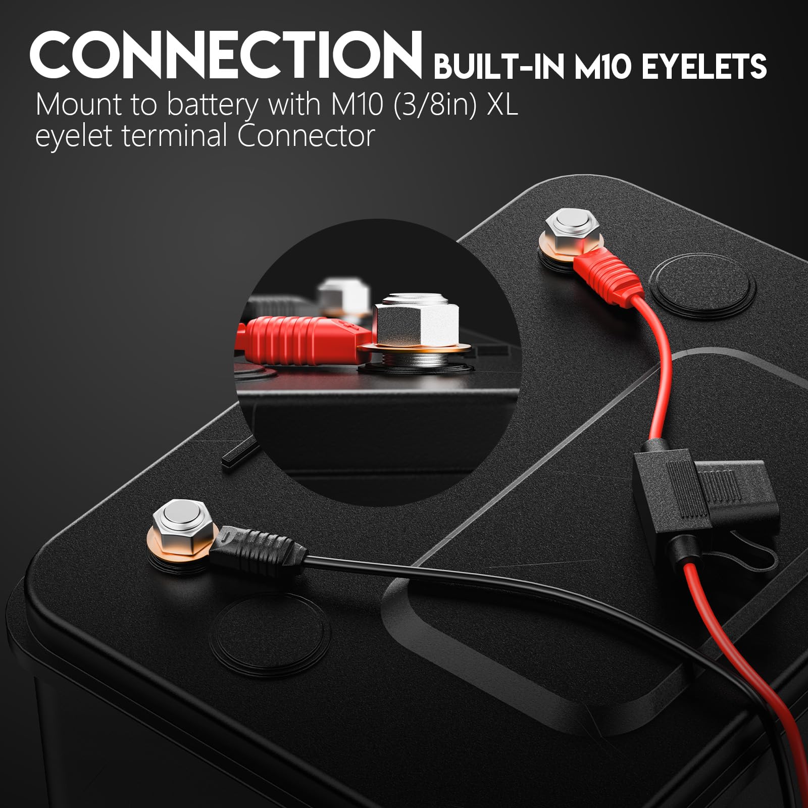 16 AWG Wire Harness with X-Connect & M10 XL Eyelet Terminals - Compatible with NOCO Battery Charger & Battery Tender - Extension Cable & Accessories for Car, Boat, RV & Motorcycle Battery Maintenance