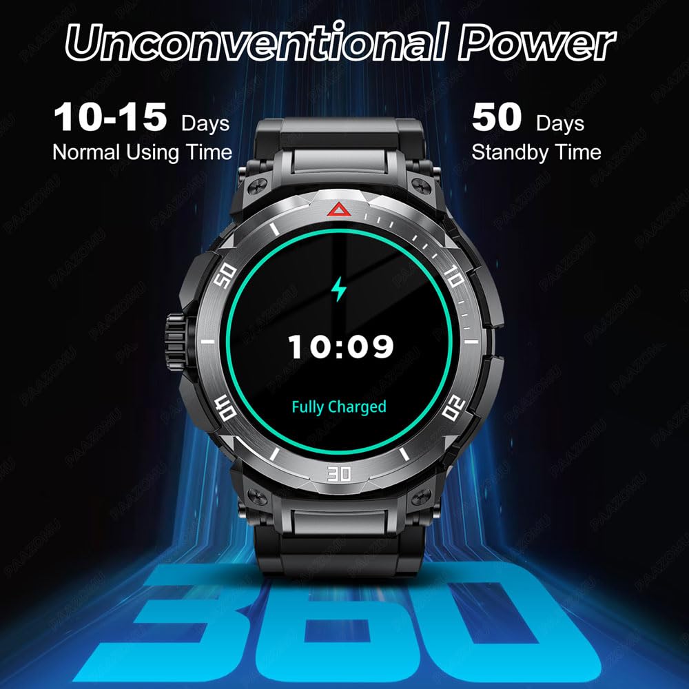 3 in 1 Smart Watch for Men with Bluetooth Headset - Military Rugged Fitness Tracker, IP67 Waterproof, Heart Rate Monitor, Compatible with Android iOS (Silver) - Perfect for Outdoor Sports, Running & Daily Use