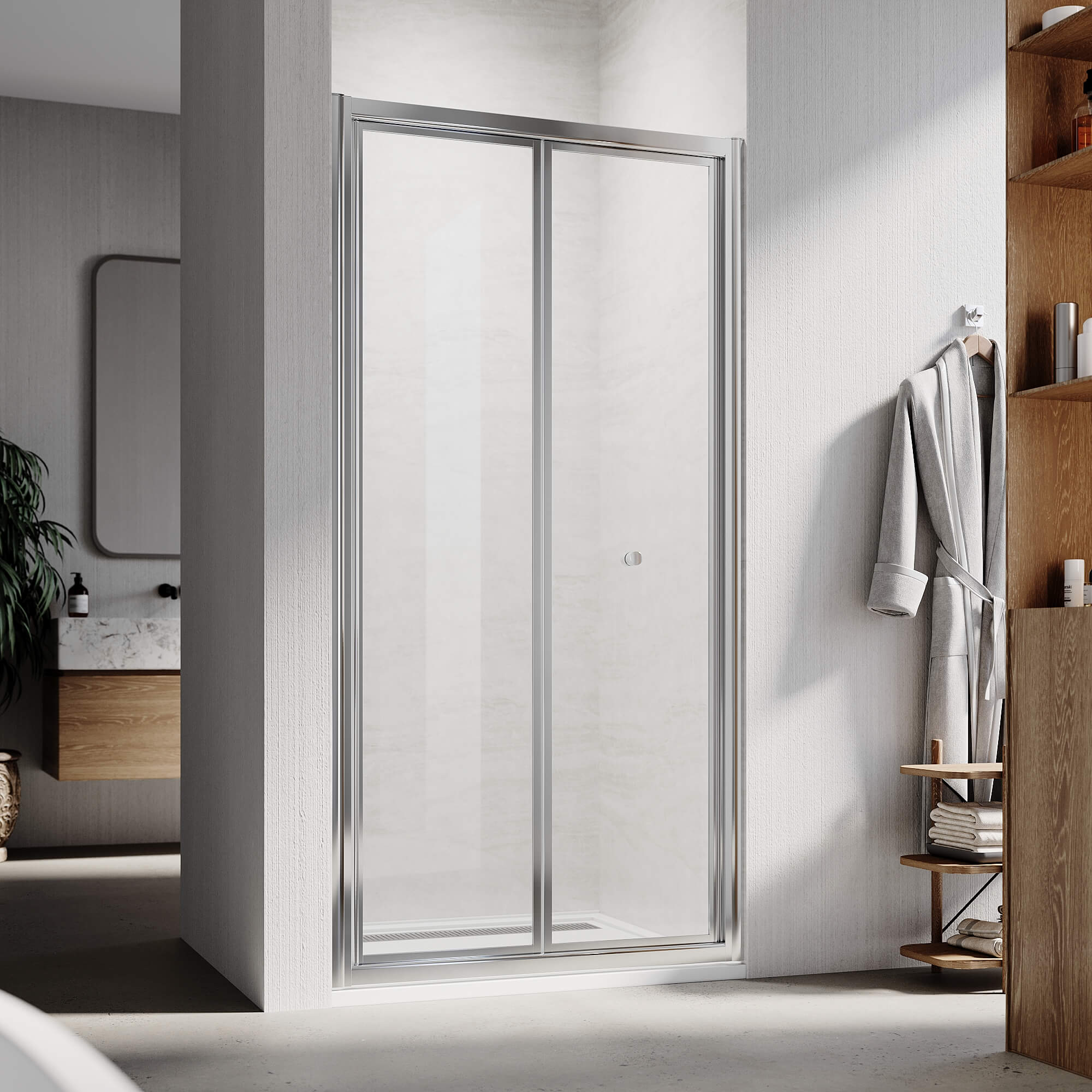 Adjustable Framed Bifold Shower Door 800mm/860mm/900mm/1000mm Wall to Wall Installation - Perfect for Small Bathrooms & Space-Saving Solutions
