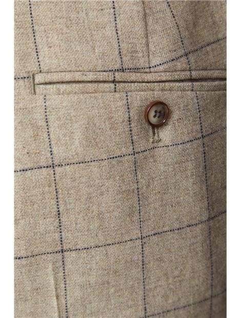 Gibson Wylam Beige Stone Check Tweed Trousers for Women - Classic Vintage Style High Waist Pants for Office, Casual Wear & Fall Fashion