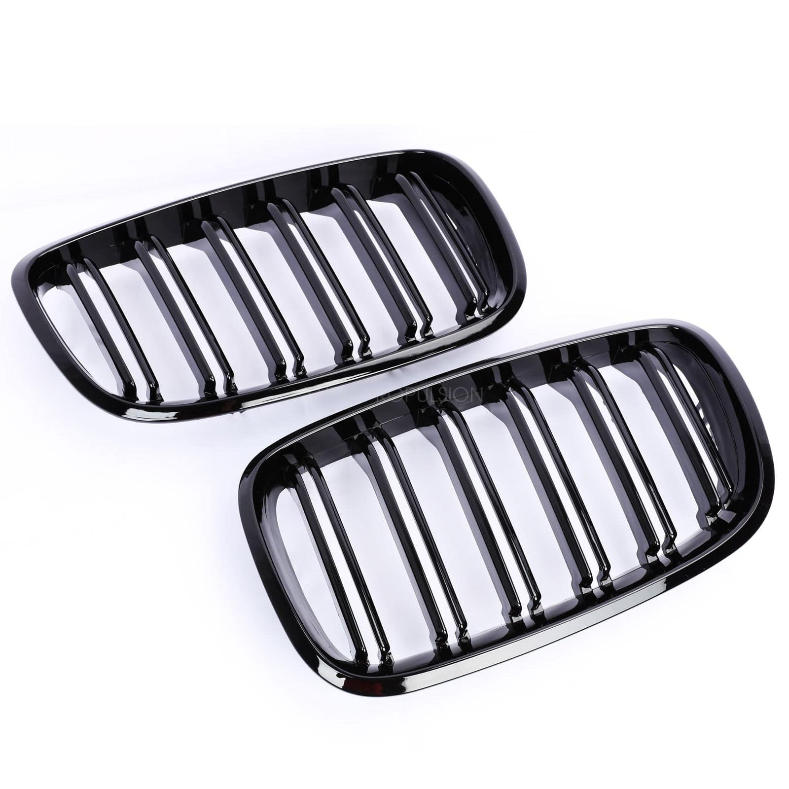 2008-2013 BMW X5 X6 E70 E71 Replacement Kidney Grille - Gloss Black Double Spoke Design (Pair) - Upgrade Your Car's Front Grille for Enhanced Style & Performance