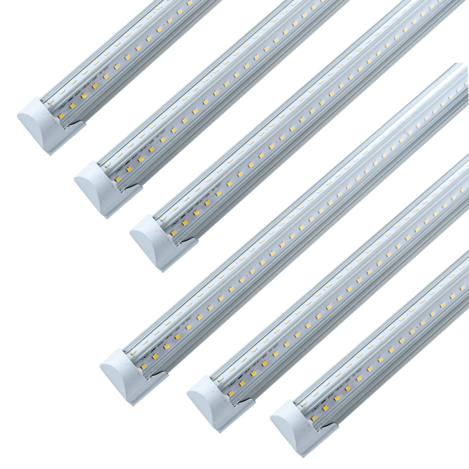 6 Pack 4FT 40W LED Shop Lights - V Shape Integrated T8 LED Tube Lights, 4400LM Super Bright White 6000K, Linkable High Output Garage Lighting with Plug - Perfect for Workshop, Basement, Warehouse & Commercial Spaces