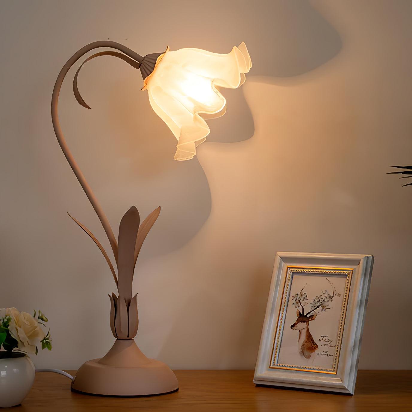 Lily of the Valley Table Lamp - Elegant Floral Nightstand Light for Bedroom, Living Room & Office Decor - Perfect for Reading, Relaxing & Creating Cozy Atmosphere