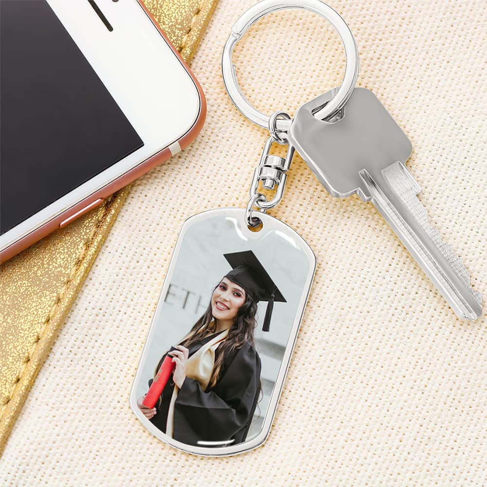 Personalized Graduation Keychain with Custom Photo & Name - Inspirational Gift for Classmates & Friends - Perfect for Graduation Parties, School Events & Keepsakes