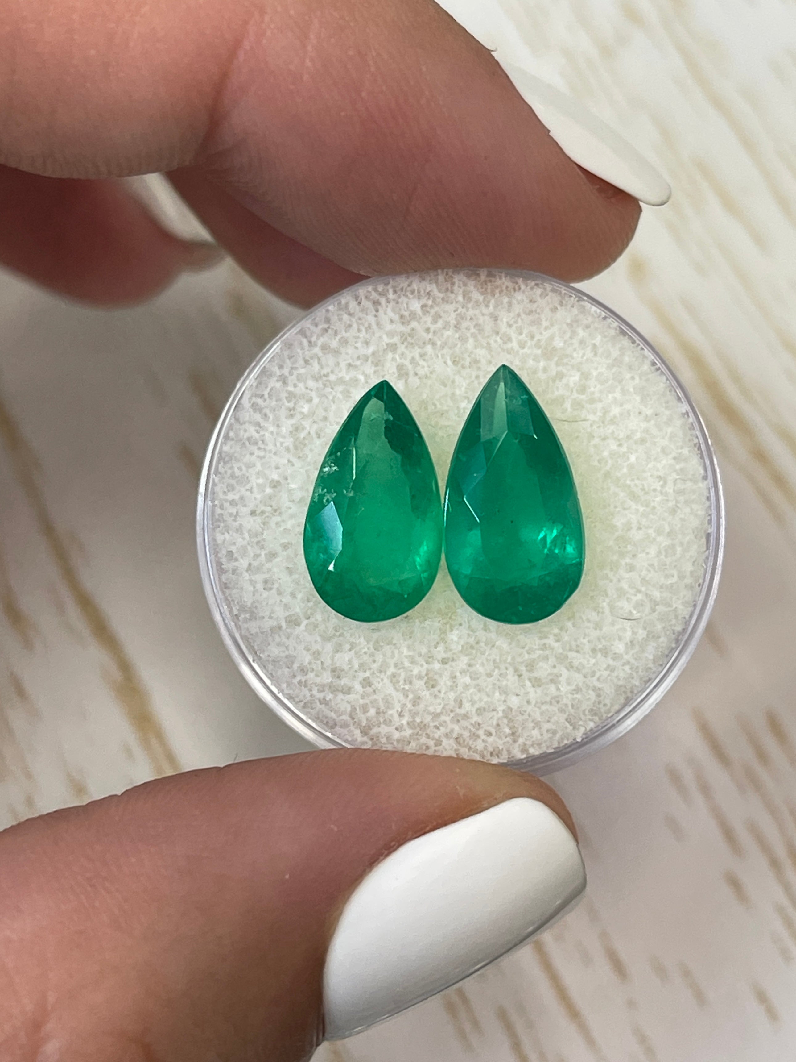 5.82tcw 14x8 Matching Loose Colombian Emeralds Pear Cut - Natural Green Gemstones for Jewelry Making, Engagement Rings & Luxury Gifts