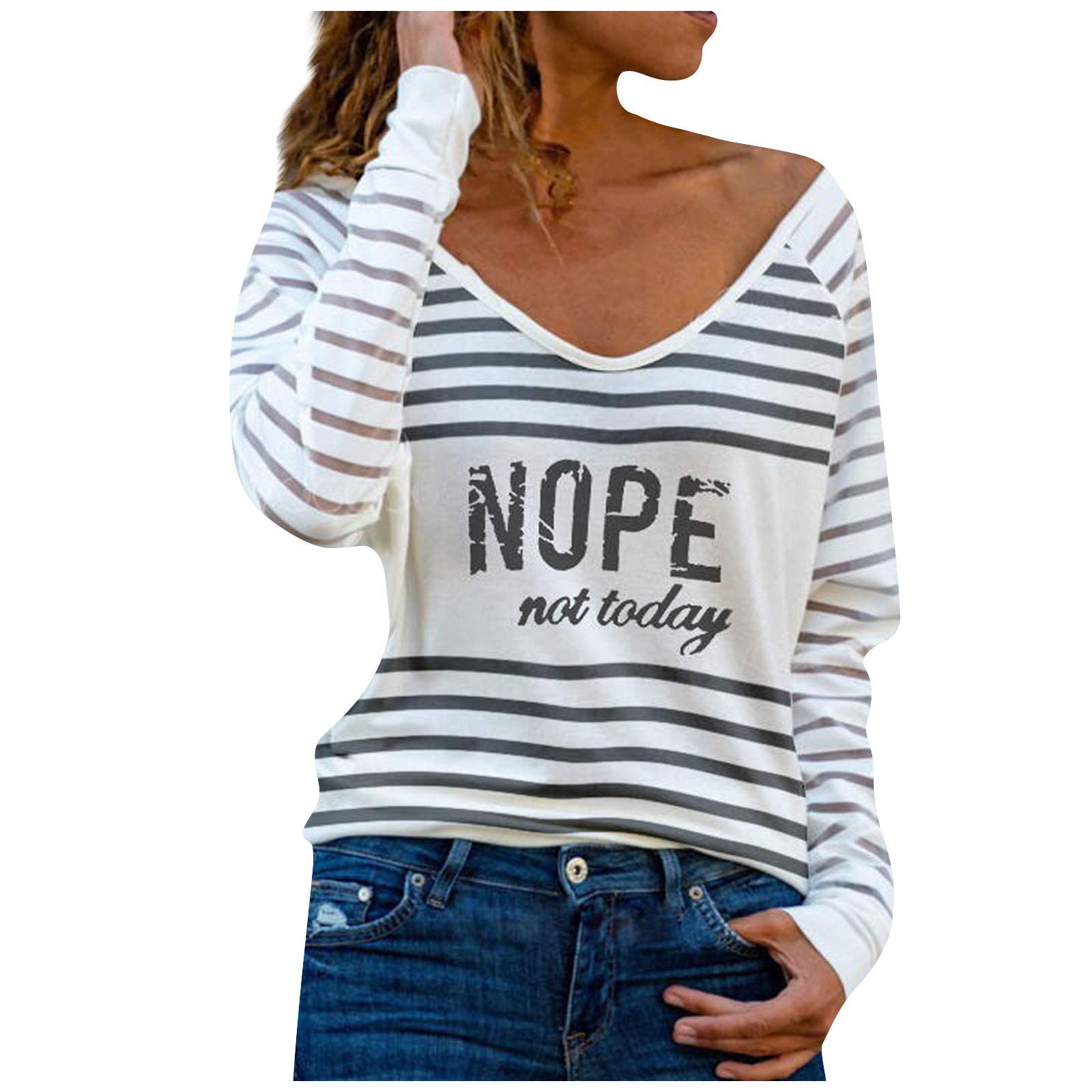Women's V-Neck Printed Pullover Blouse - Spring Fashion Letter & Heart Patchwork Tops for Workout, Yoga & Casual Wear