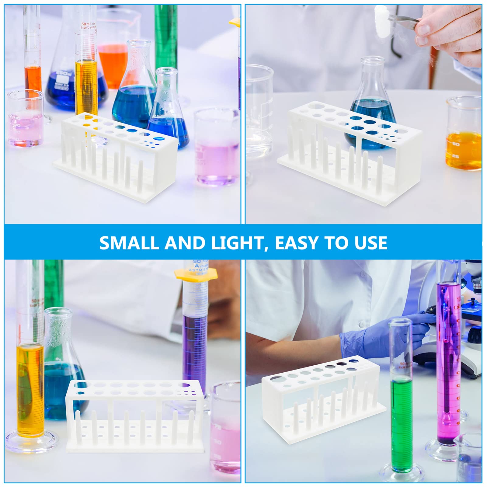 1pc Plastic Test Tube Rack - Laboratory Tube Holder for 6/12/24 Tubes, Durable Test Tube Stand with Stable Base for Science Experiments, School Labs & Home Chemistry Use