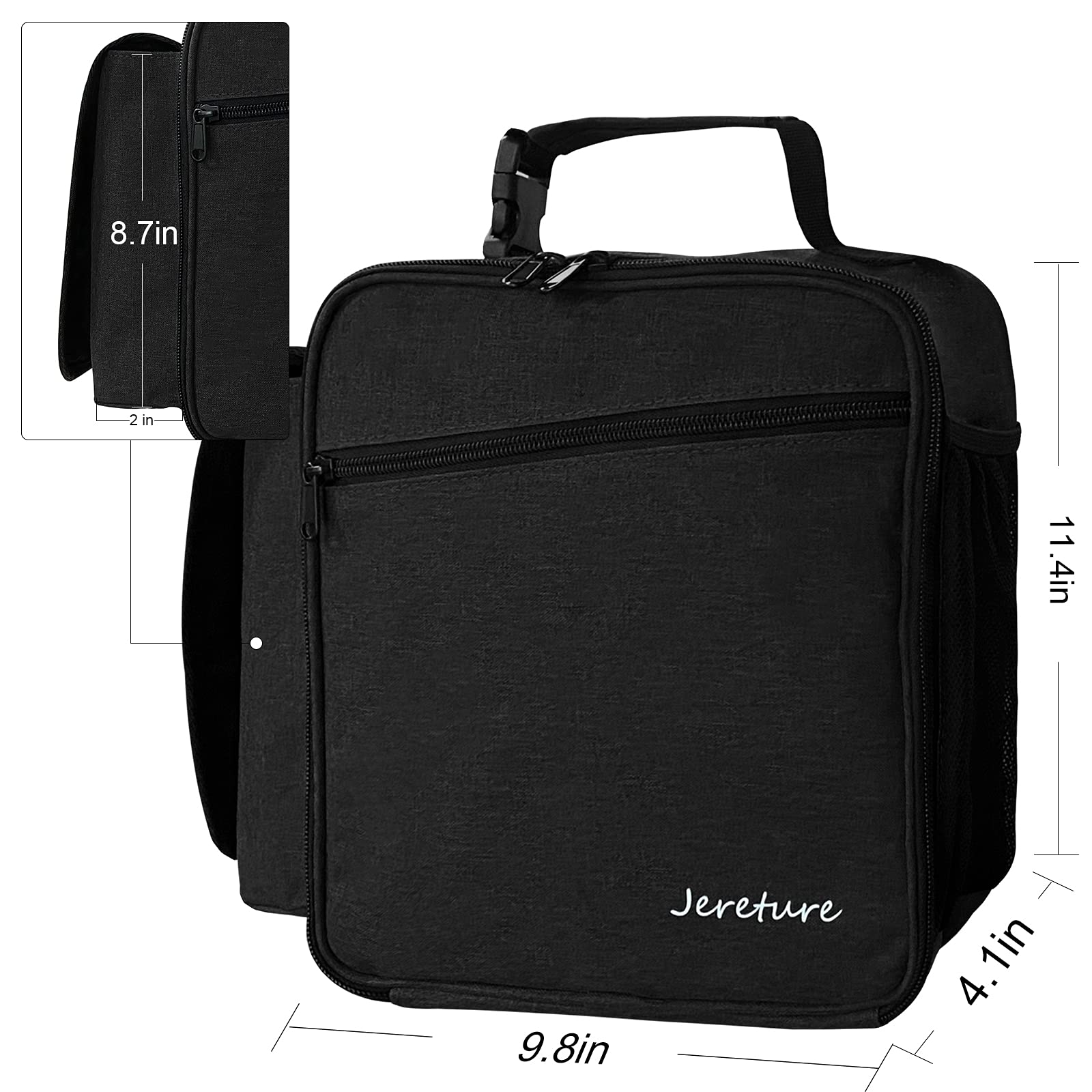 Insulated Lunch Box for Men & Women - Compact Leakproof Office Lunch Bag with Paper Towel Holder, Soft Cooler for Work, Beach & Outdoor (Black) | Perfect for Office, Picnic, Travel & Daily Commute