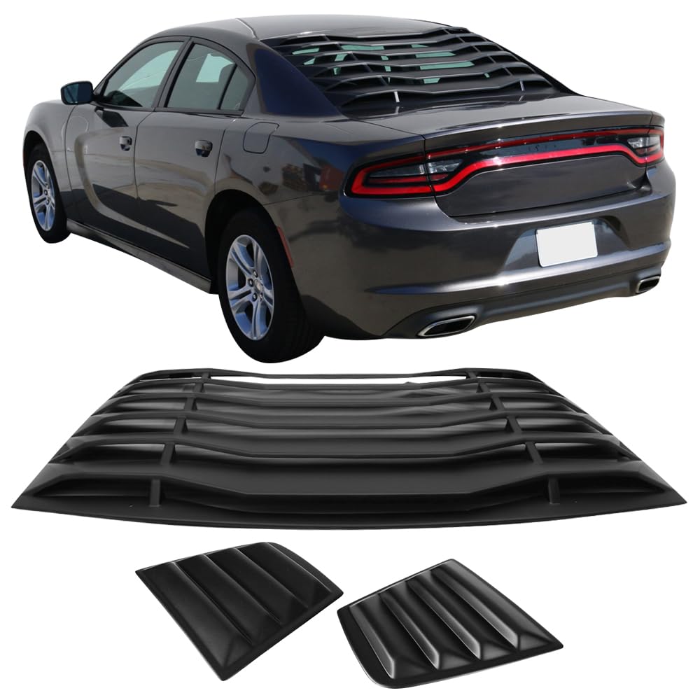 IKON MOTORSPORTS Dodge Charger Window Louvers 2011-2023 - V2 Style Rear & Side Quarter Scoop Louvers for Improved Aerodynamics & Style | Perfect for Car Enthusiasts & Street Racing