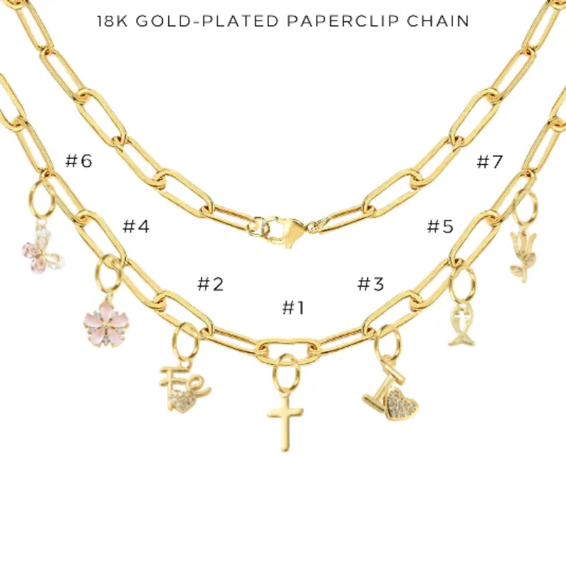 Charm Necklace with Assorted Charms - Elegant Layering Jewelry for Women | Perfect for Everyday Wear, Gift Giving & Special Occasions