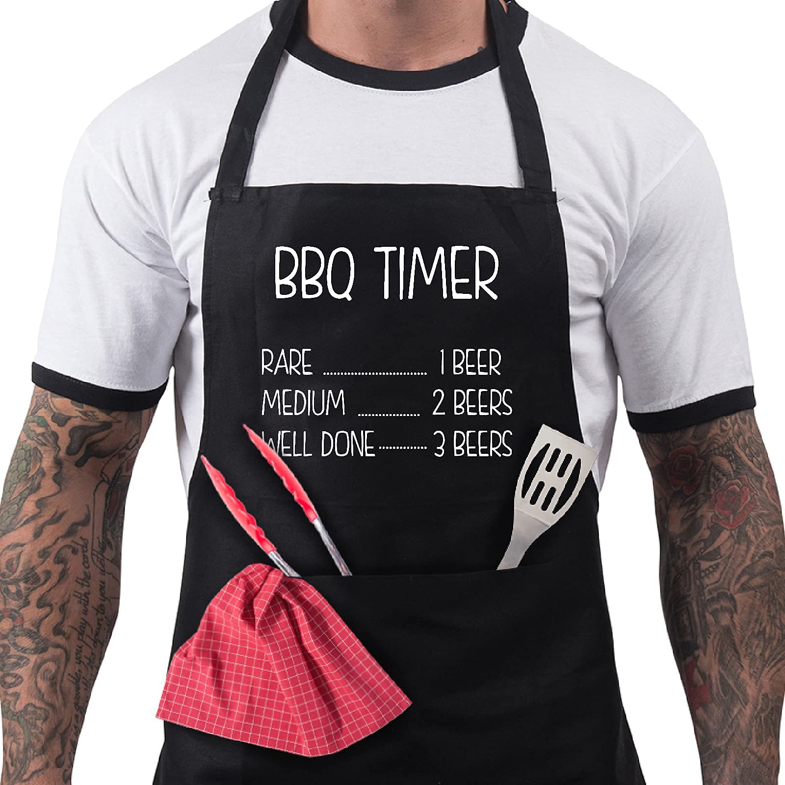 Funny BBQ Aprons for Men - Durable & Adjustable Grilling Apron with Pocket - Perfect Gift for BBQ Lovers, Outdoor Cooking & Backyard Parties