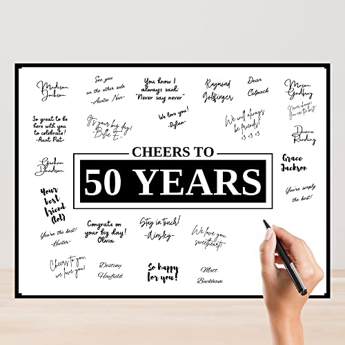 12x16 Black 50th Birthday Signing Board - Funny Guest Book Poster for Men & Women - Perfect for 50th Birthday Gifts, Anniversary & Retirement Decor (Unframed) - Great for Party Decorations, Milestone Celebrations & Memory Keepsakes