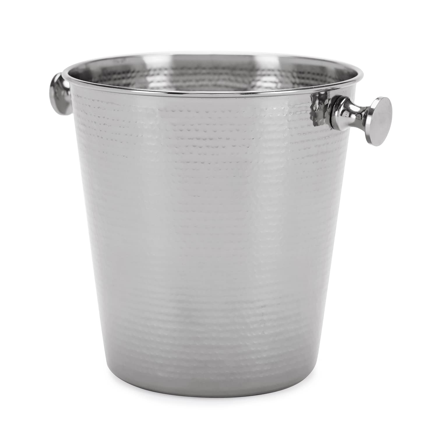 Pure Home + Living Silver Hammered Metal Ice Bucket - Elegant Barware for Cocktail Parties, Weddings & Home Entertaining