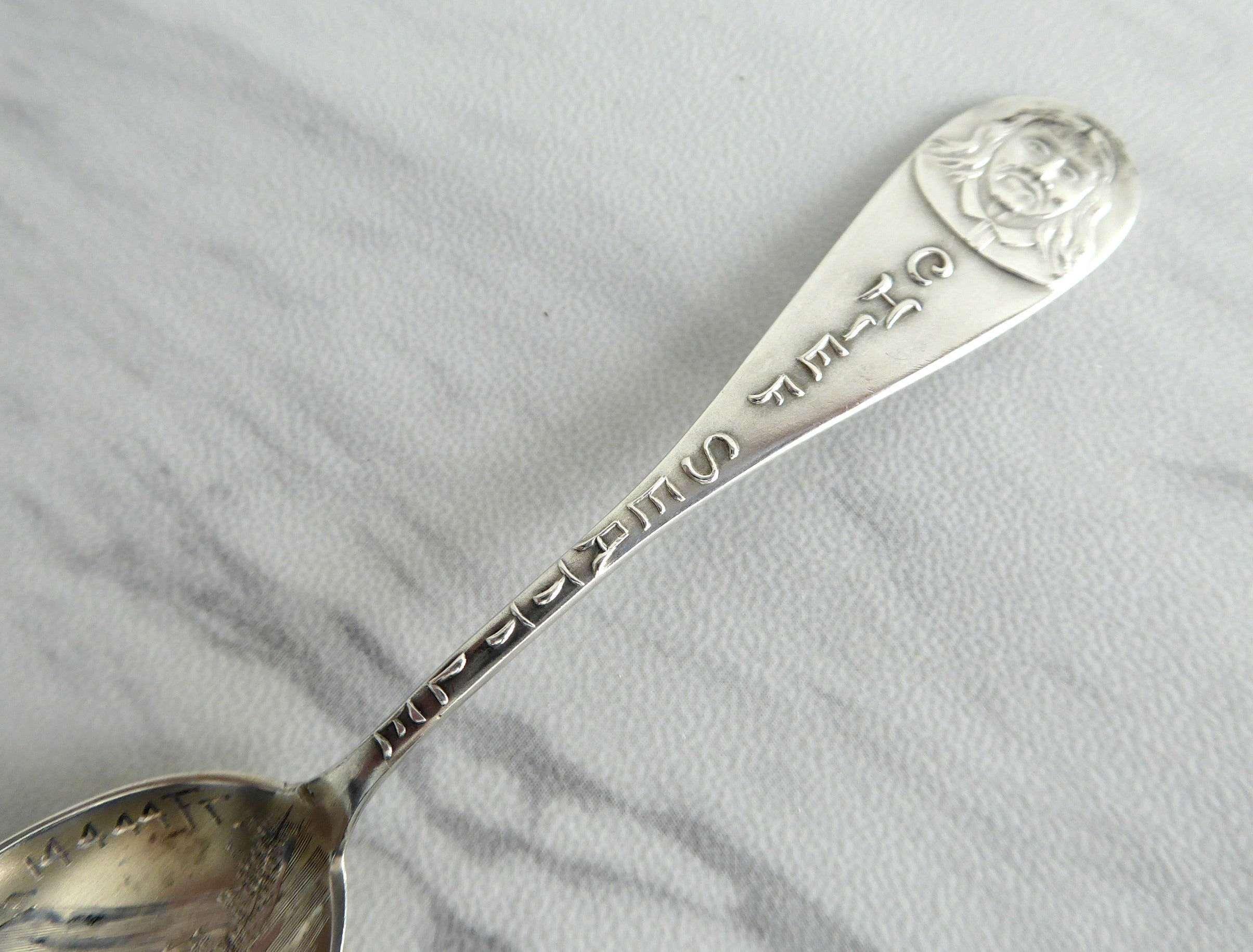 Vintage 1930s Sterling Silver Souvenir Spoon - Engraved Chief Seattle WA Design | Collectible Antique Silverware for Display & Gifting
