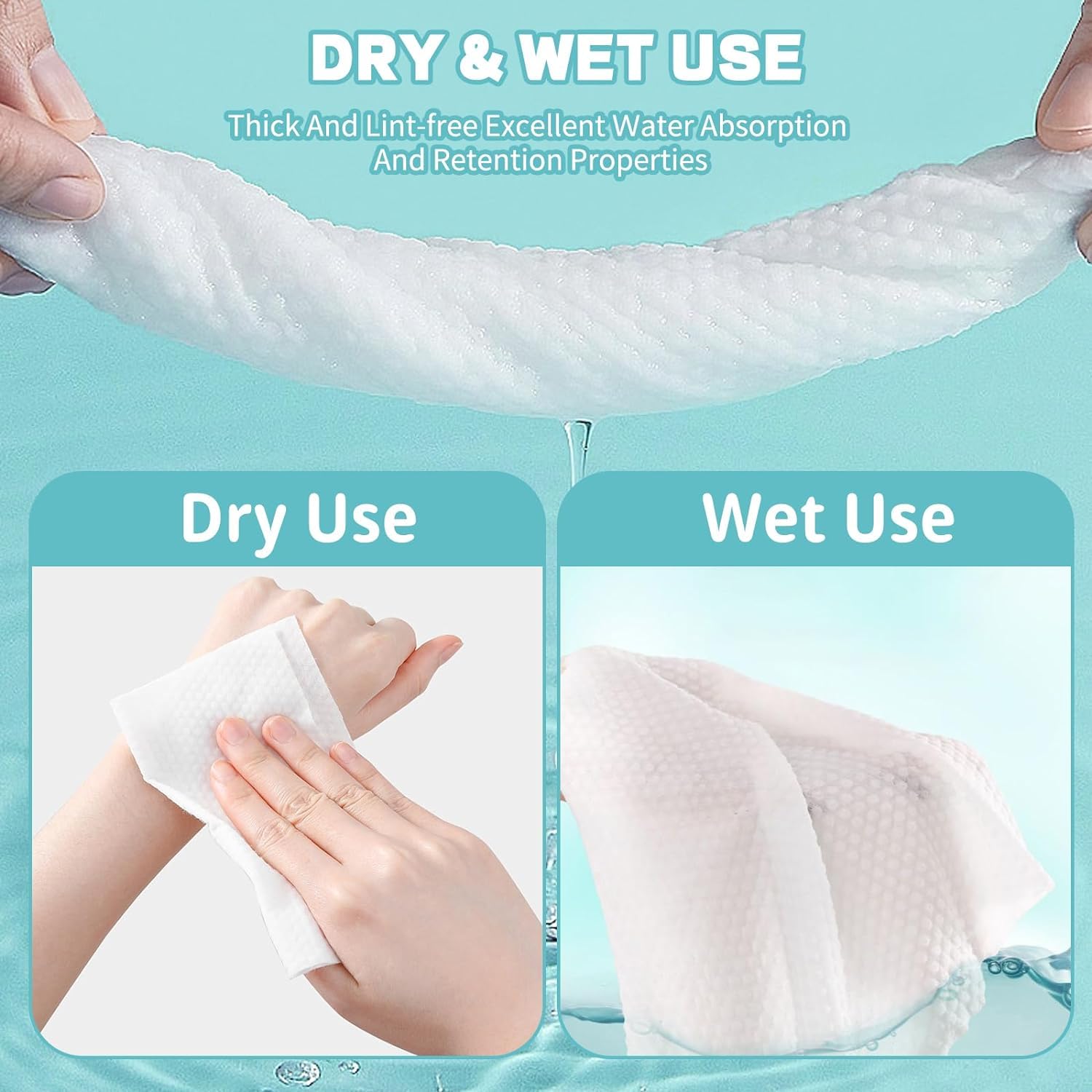 PRIME PICK Disposable Face Towels 50 Count - Soft Cotton Facial Wipes for Skin Care, Makeup Remover & Cleansing | Gentle & Hypoallergenic for Daily Use, Travel & Gym