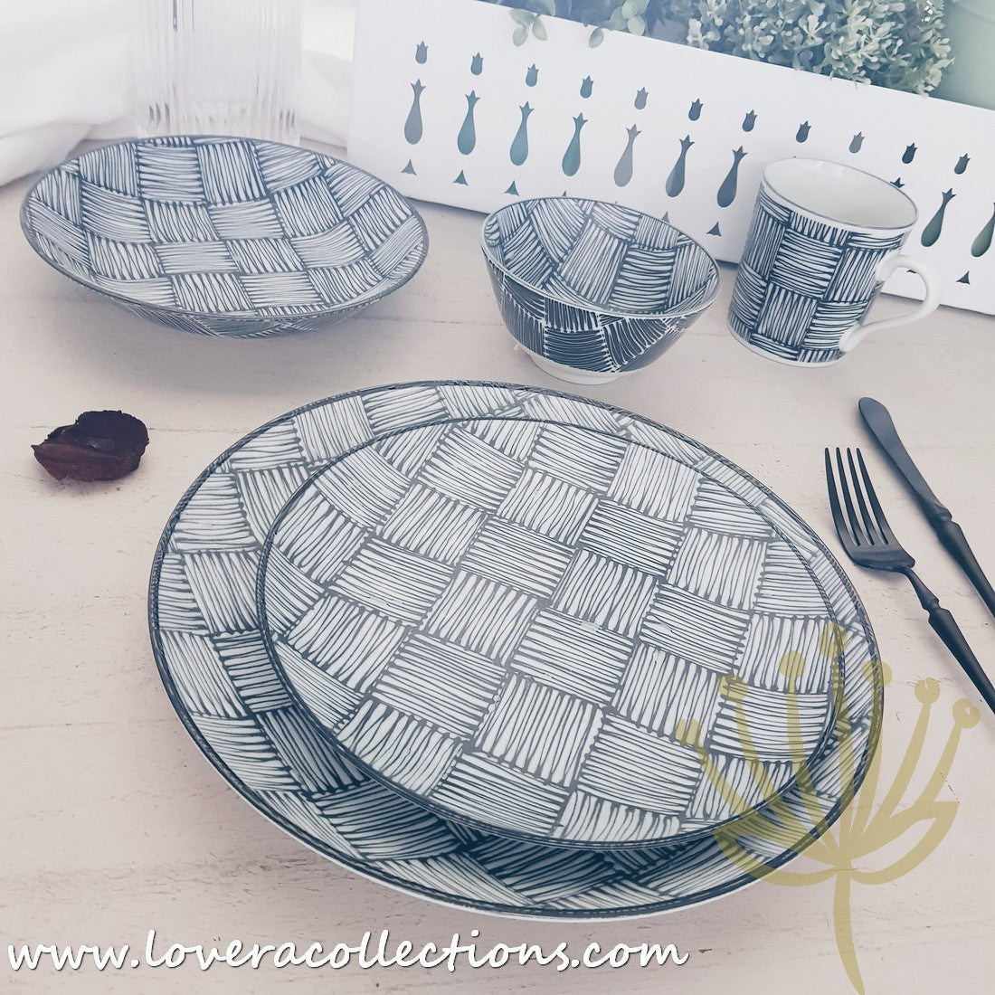 Awasaka Black & White Modern Checkered Dinnerware Set - 12-Piece Ceramic Plates & Bowls for Dining - Perfect for Restaurants, Weddings & Home Decor (60% Off Limited Time Sale)