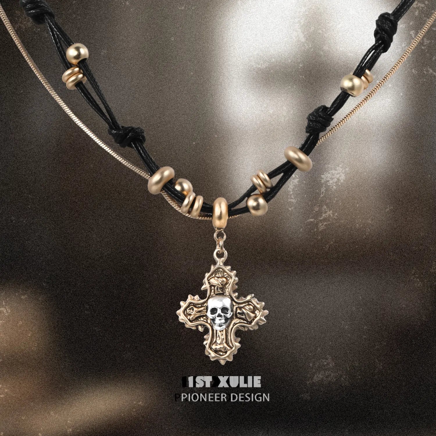 18K Gold Plated Vintage Skull Necklace for Women - Gothic Punk Jewelry for Halloween, Costume Parties & Everyday Wear