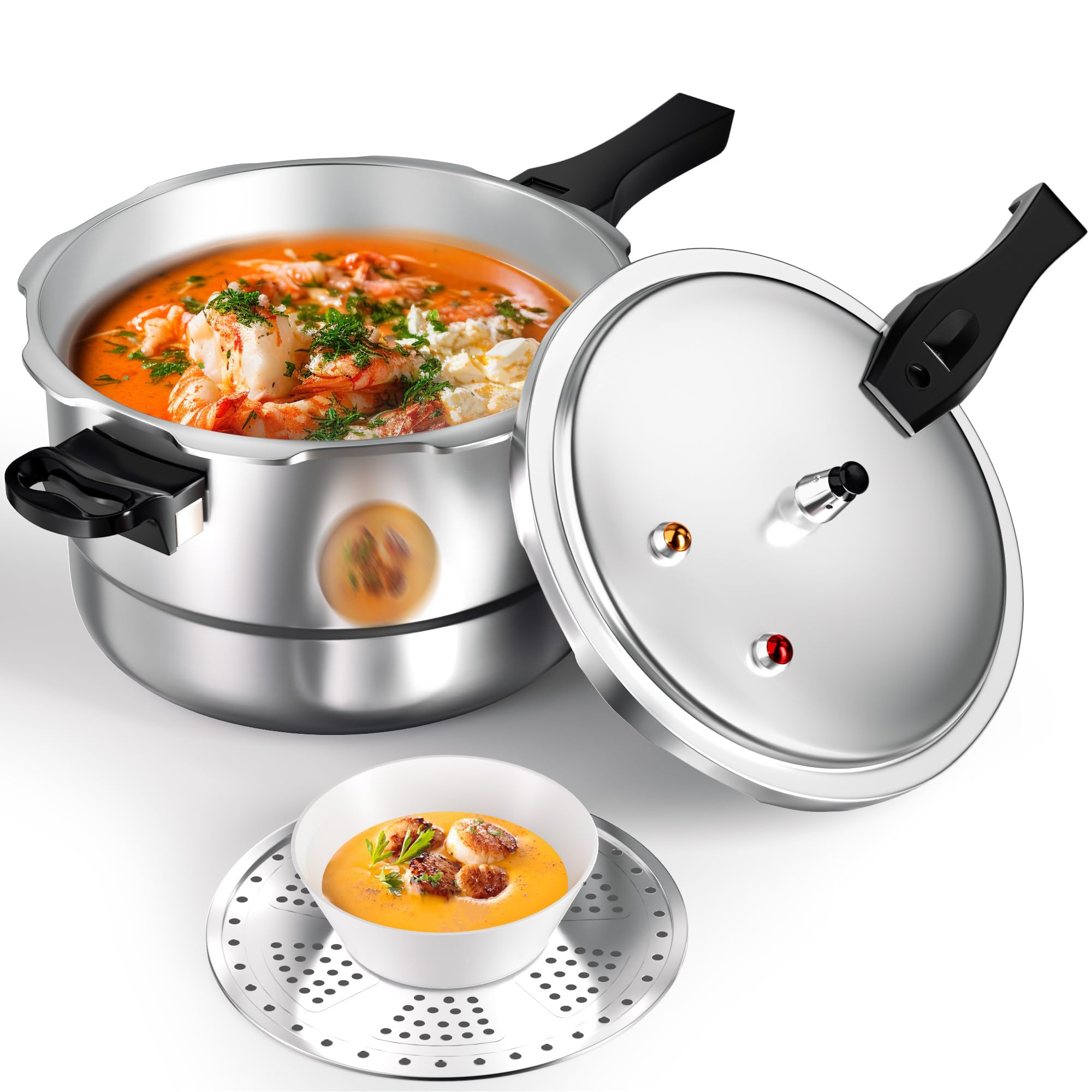 WantJoin 10Qt Aluminum Pressure Cooker with Safety Release Valve & Multiple Protection - Compatible with Gas & Induction Stoves - Includes Canner Rack - Perfect for Canning, Stewing & Fast Cooking at Home